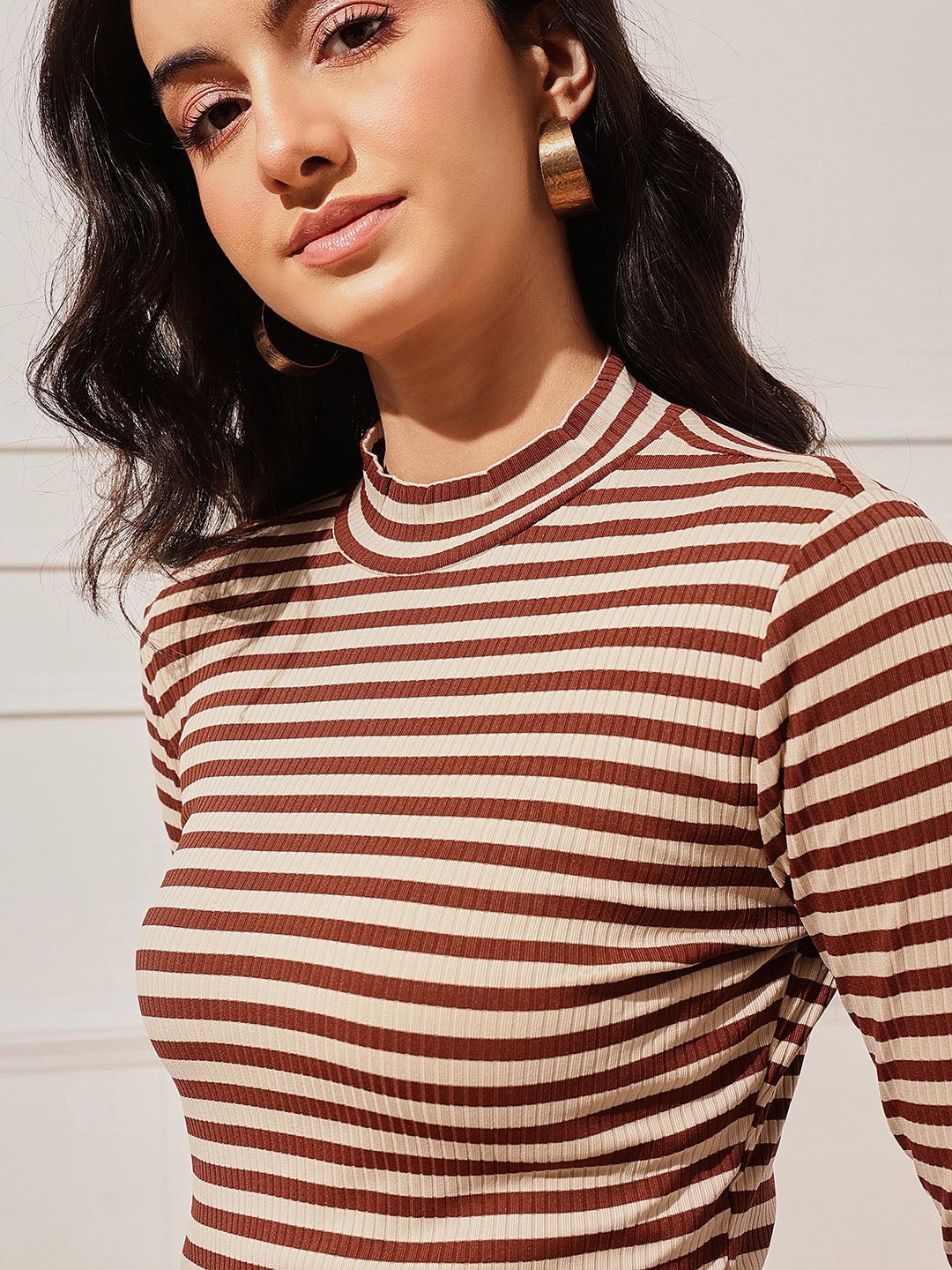 Multi Striped High Neck Top