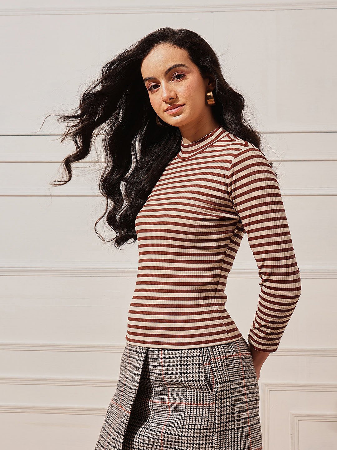 Multi Striped High Neck Top