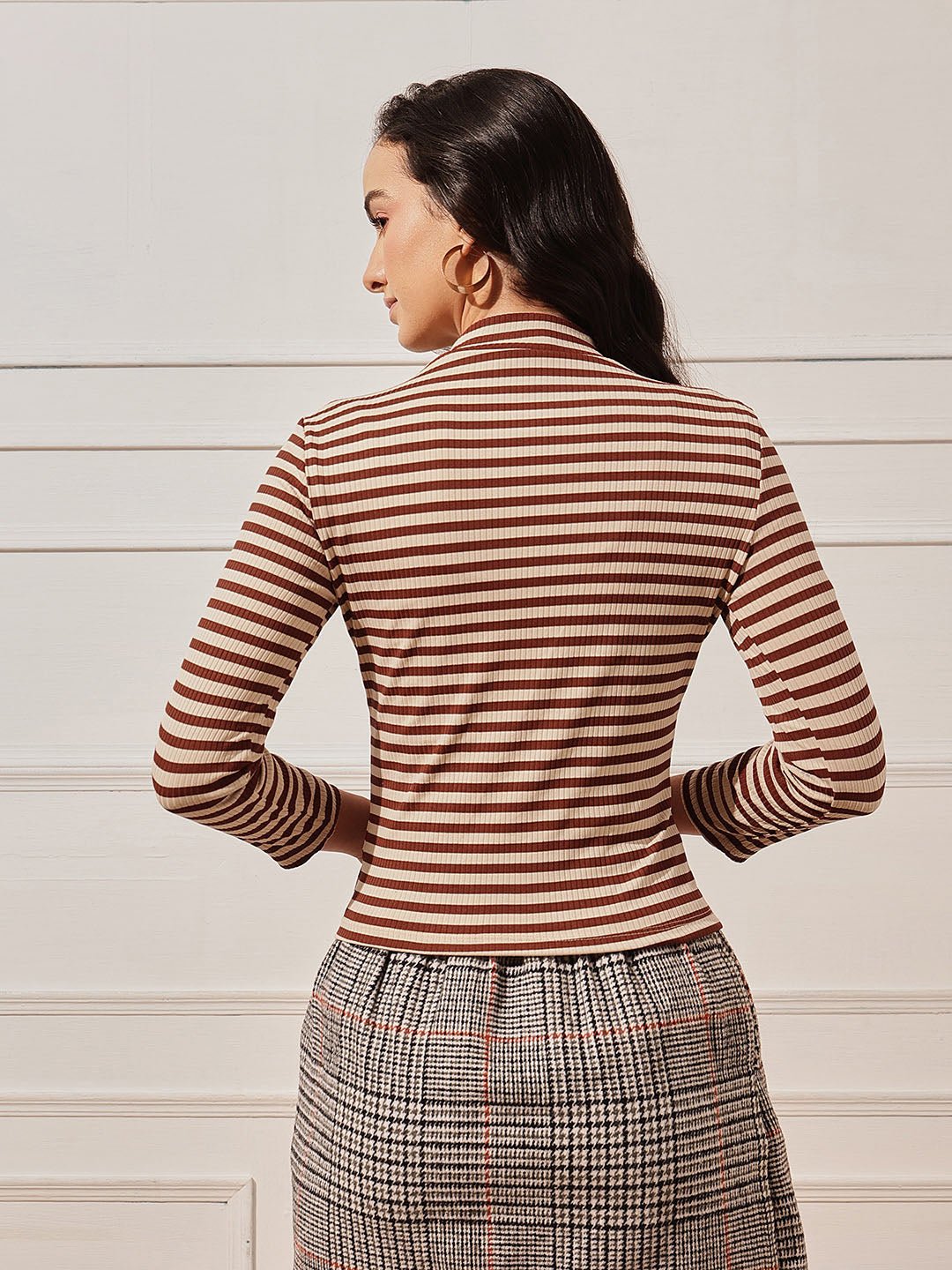 Multi Striped High Neck Top