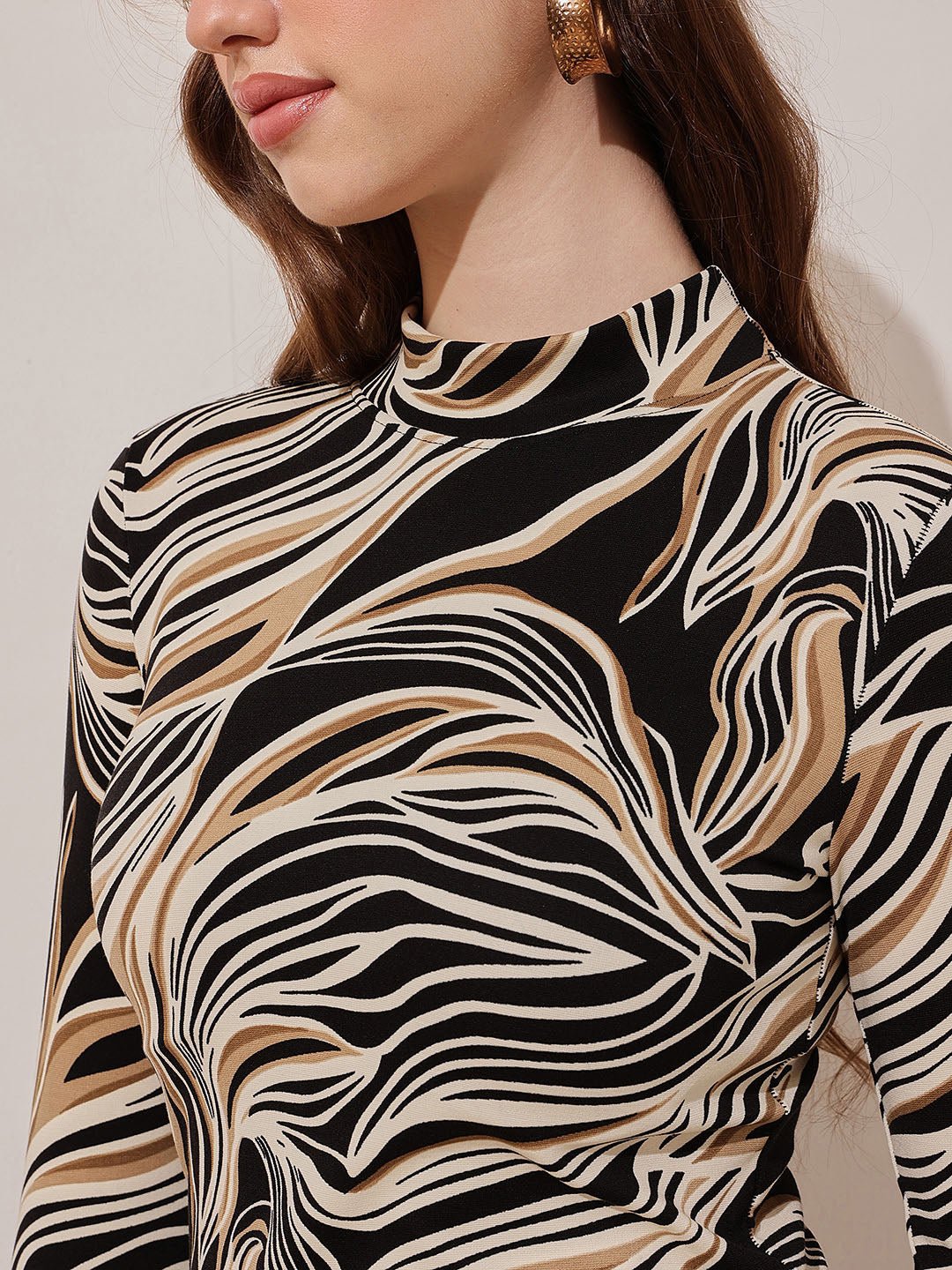 Multi Printed High Neck Top