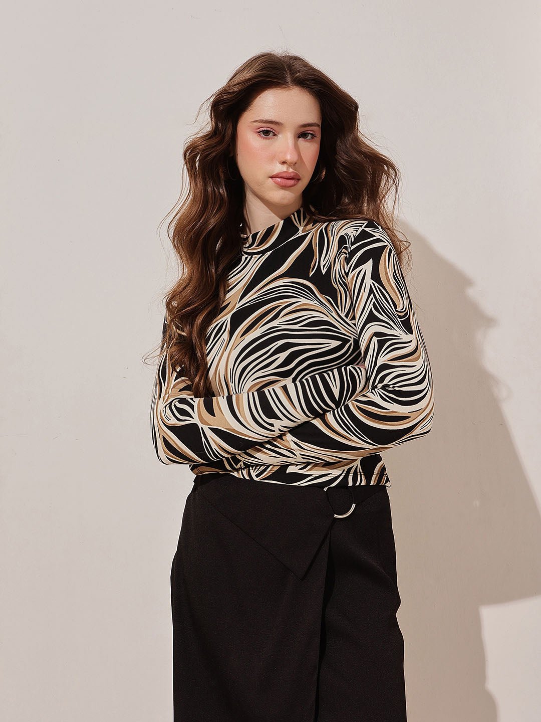 Multi Printed High Neck Top