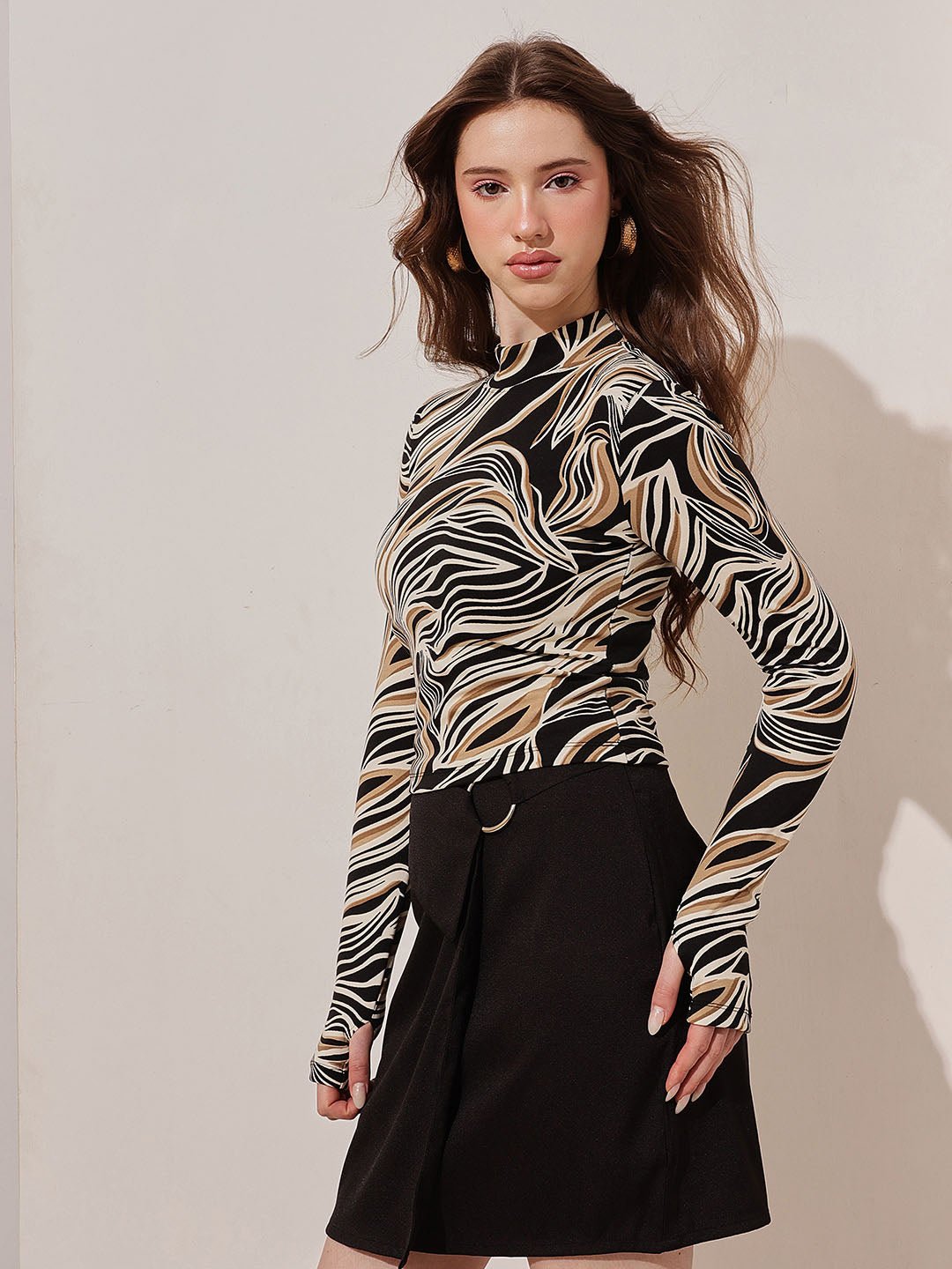 Multi Printed High Neck Top