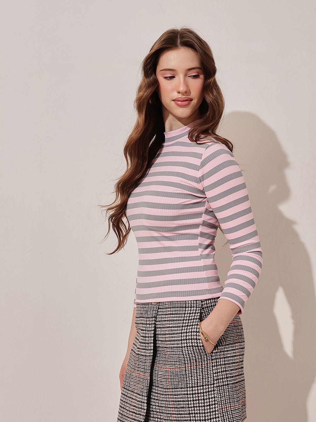 Multi Striped High Neck Top
