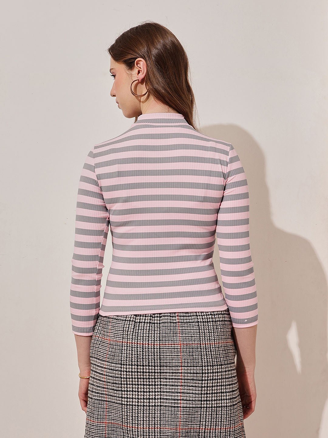 Multi Striped High Neck Top