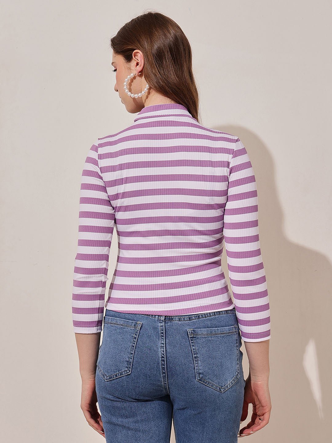 Multi Striped High Neck Top