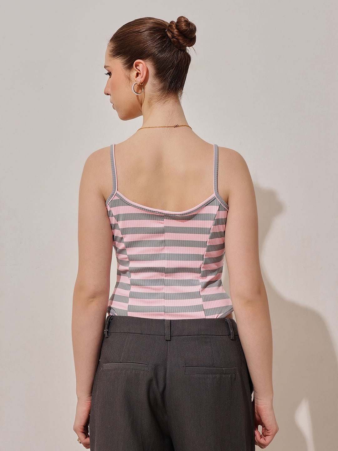 Multi Striped Scoop Neck Bodysuit
