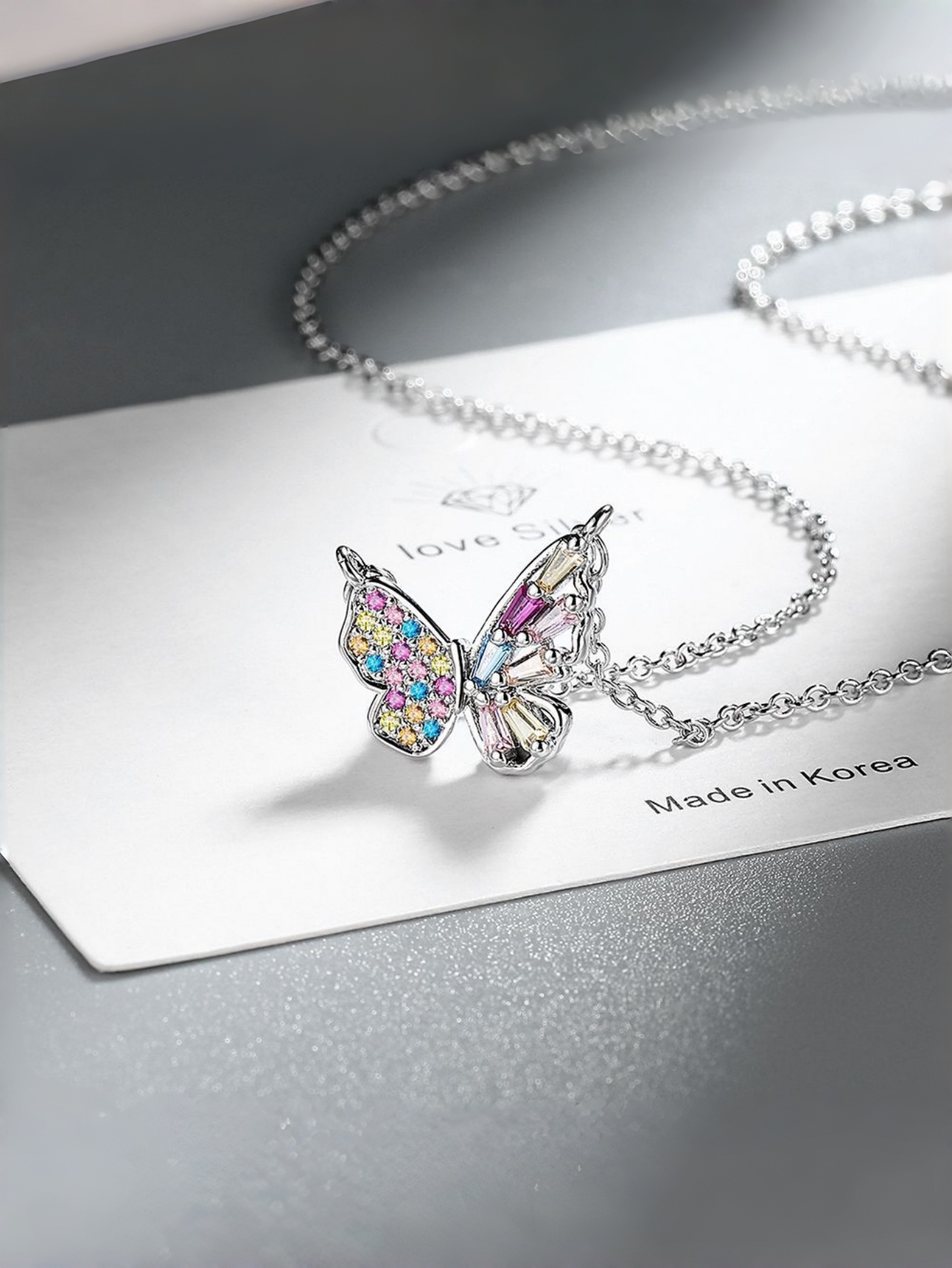 Silver Butterfly Pendant Necklace