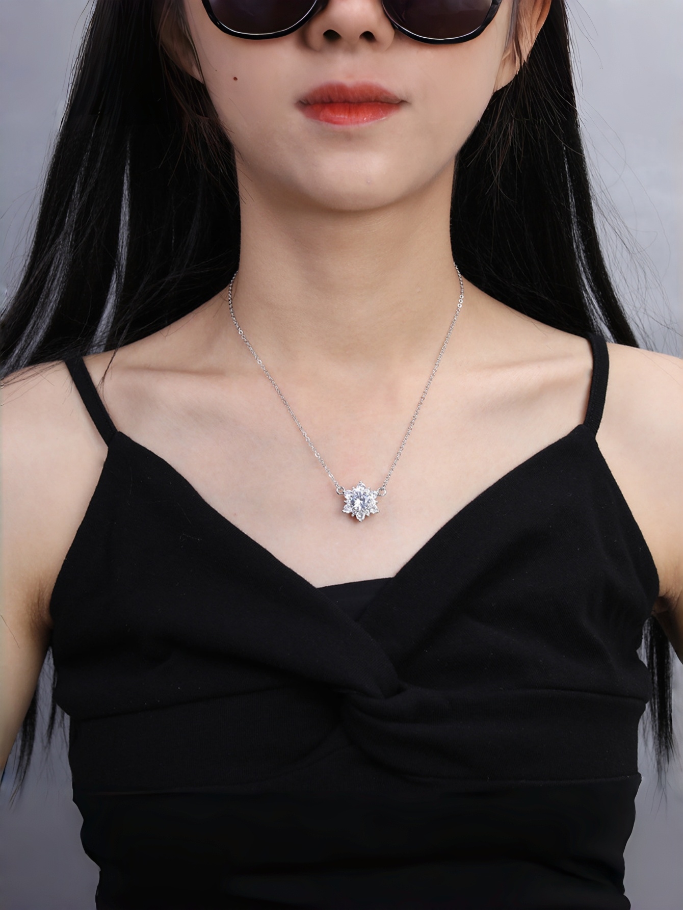 Silver Crystal Pendant Necklace