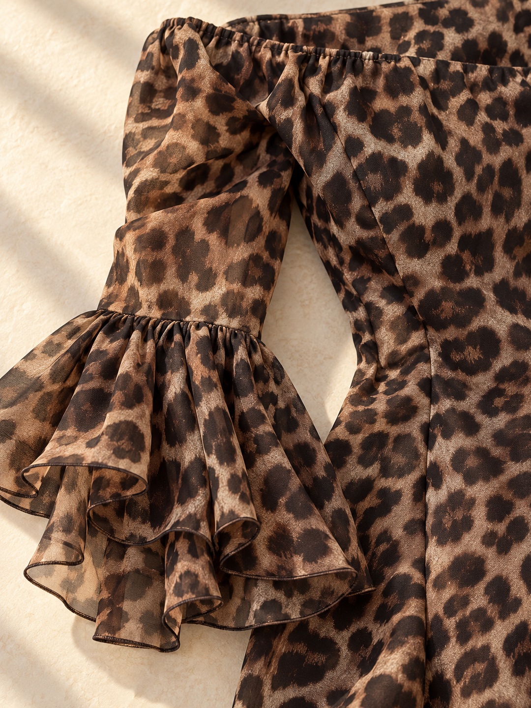 Brown Leopard Mermaid Maxi Dress with Long Sleeves
