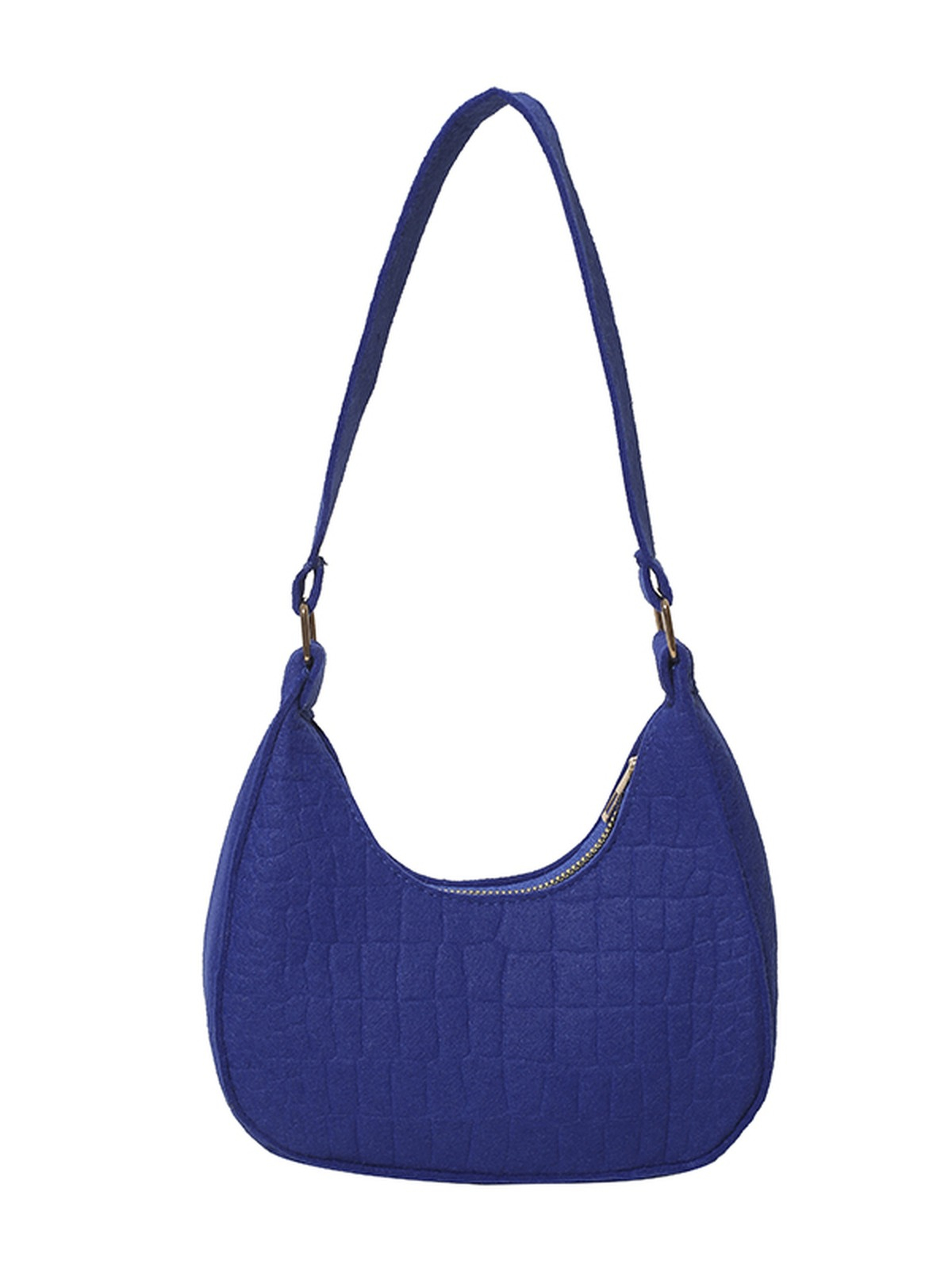Blue Shoulder Bag with Zip Closure
