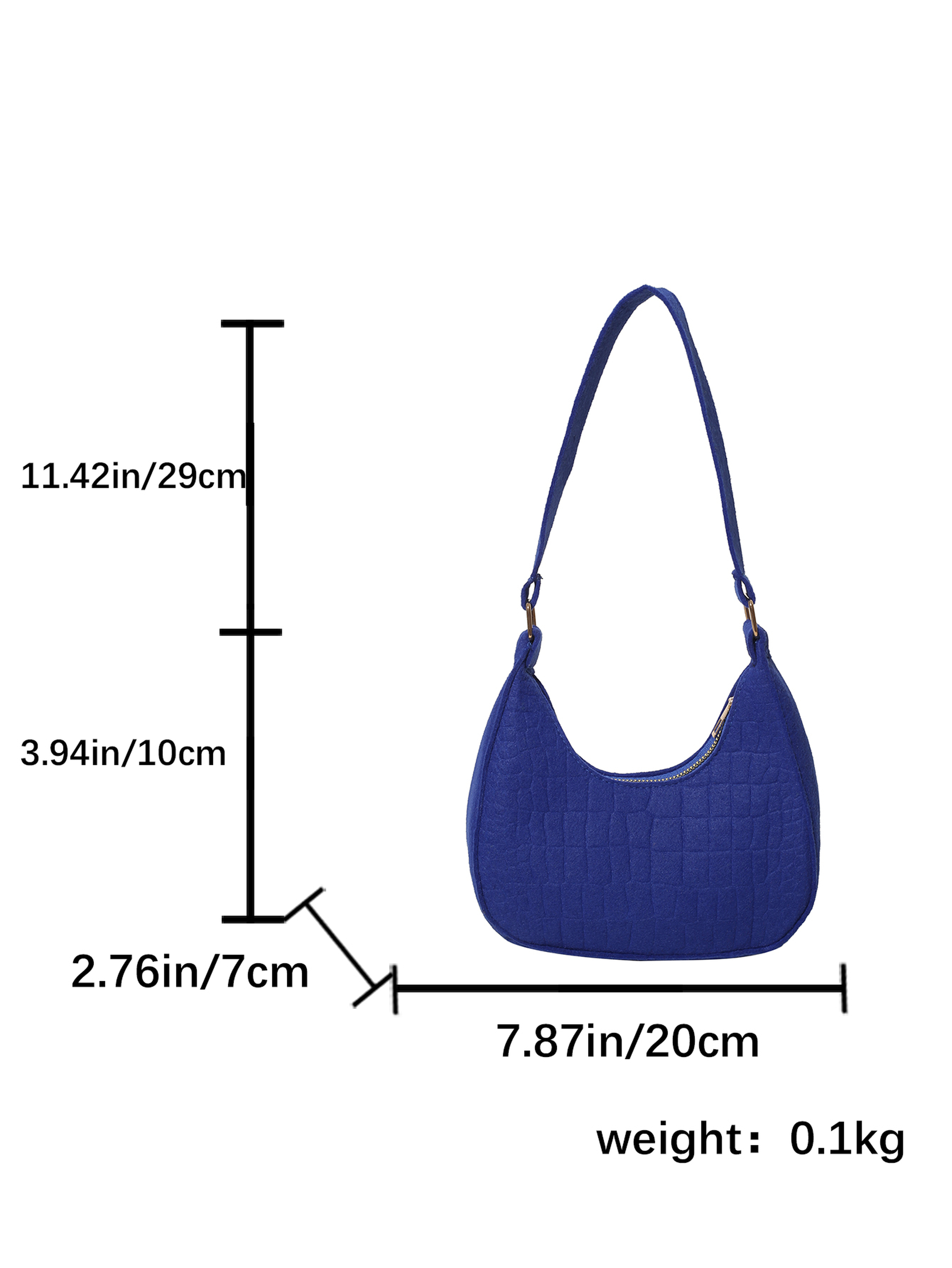 Blue Shoulder Bag with Zip Closure