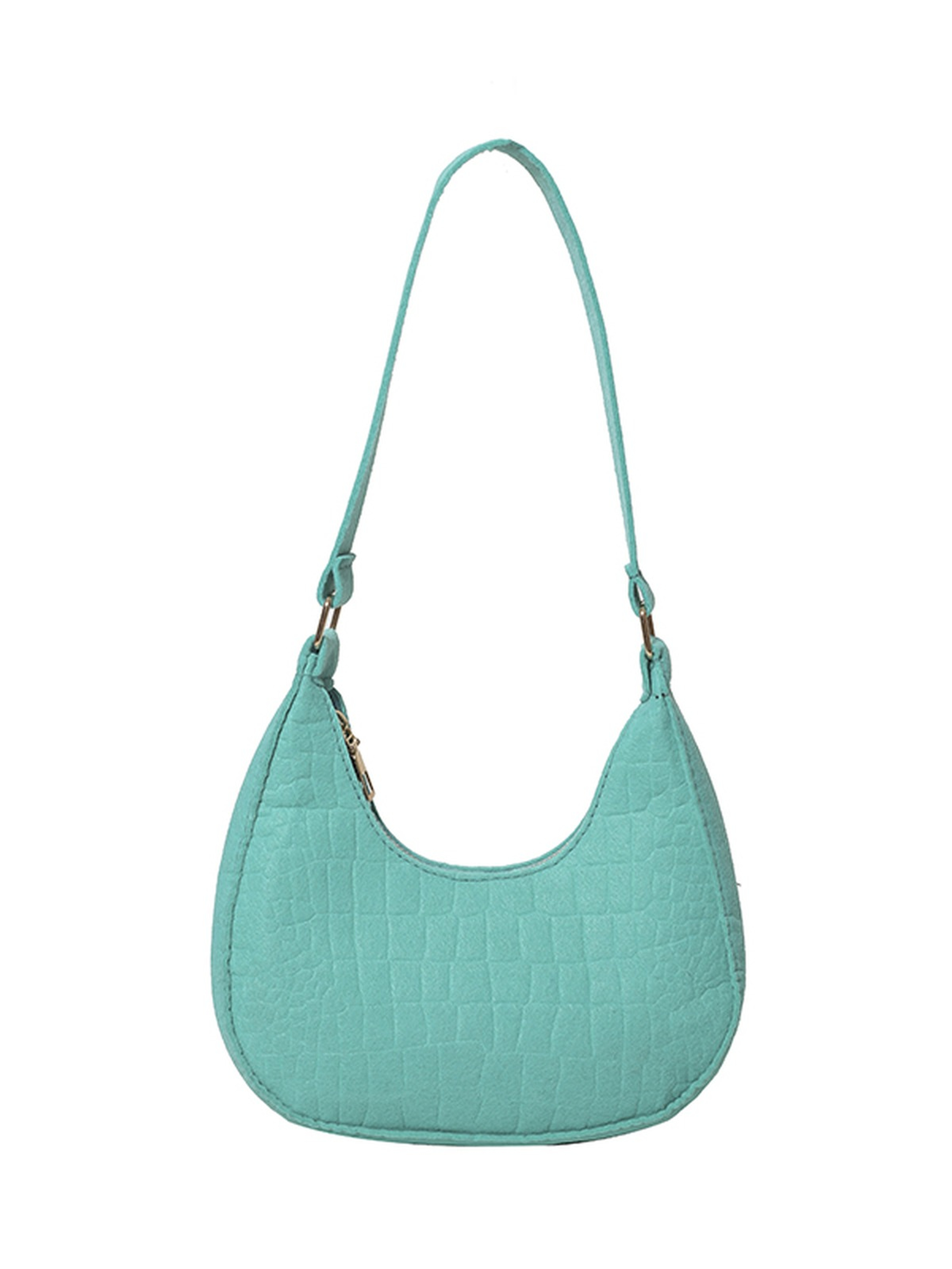 Teal Shoulder Bag with Zip Closure