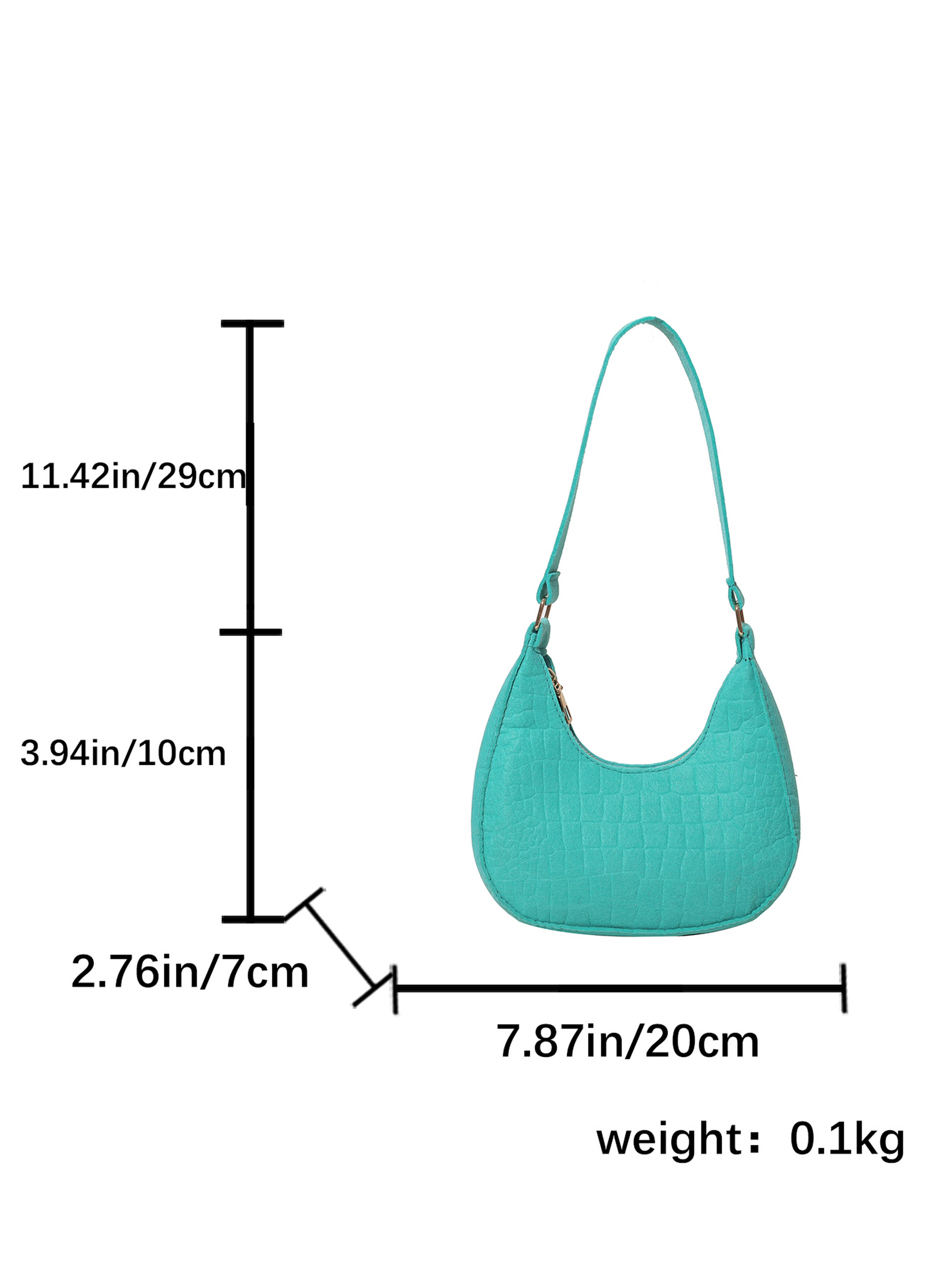 Teal Shoulder Bag with Zip Closure