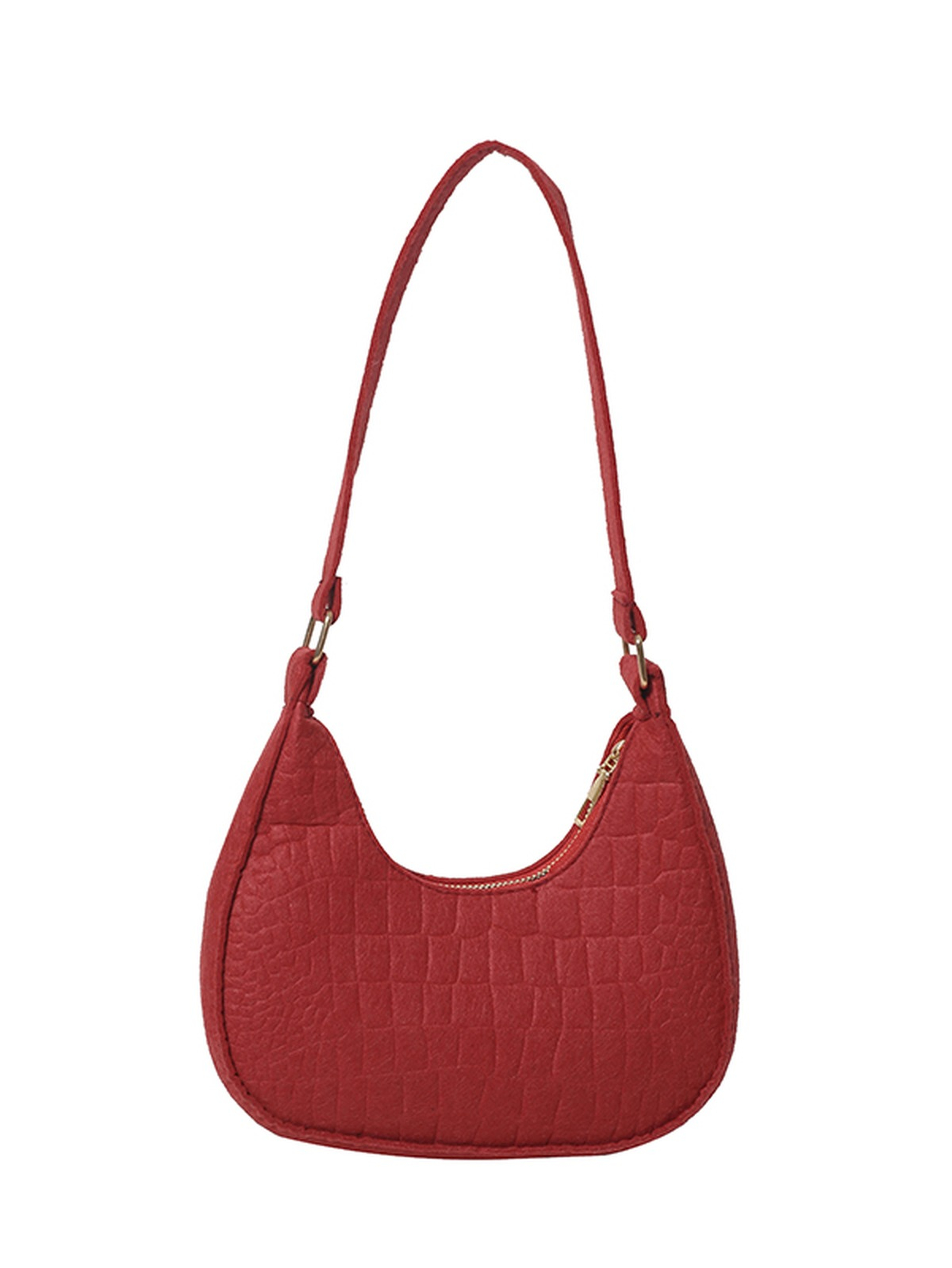 Red Shoulder Bag with Zip Closure