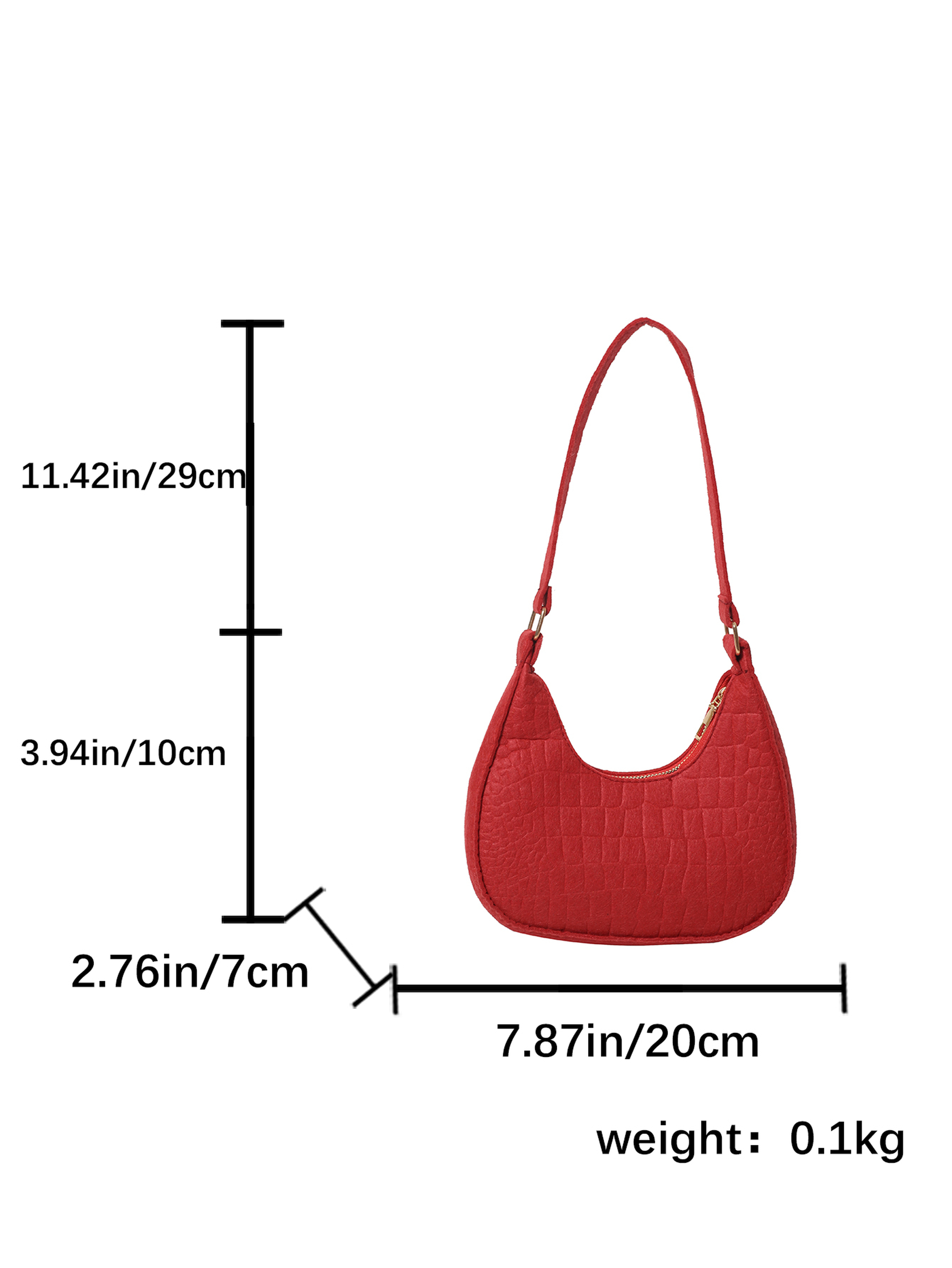 Red Shoulder Bag with Zip Closure