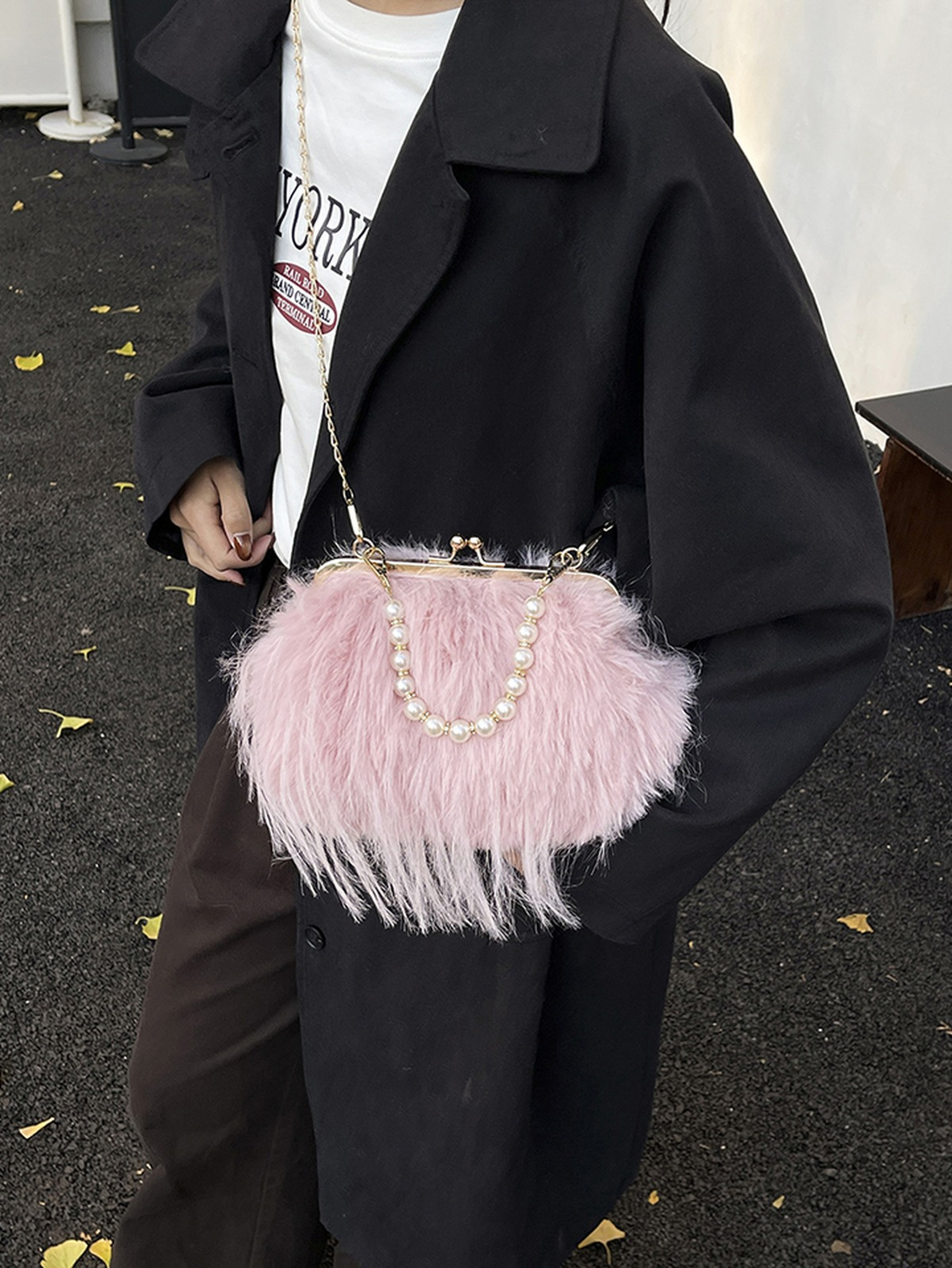 Pink Crossbody Bag with Hasp Lock Closure