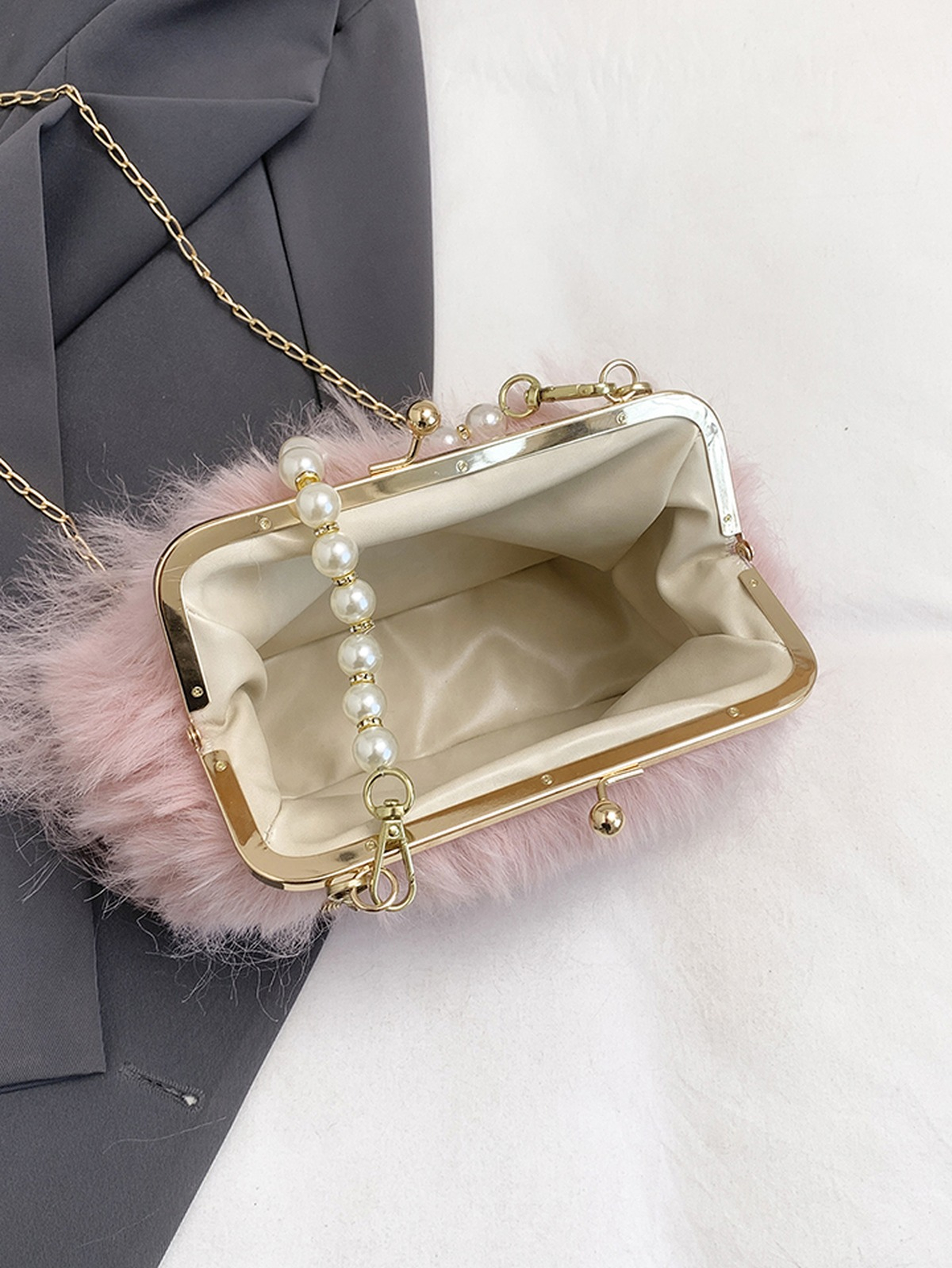 Pink Crossbody Bag with Hasp Lock Closure