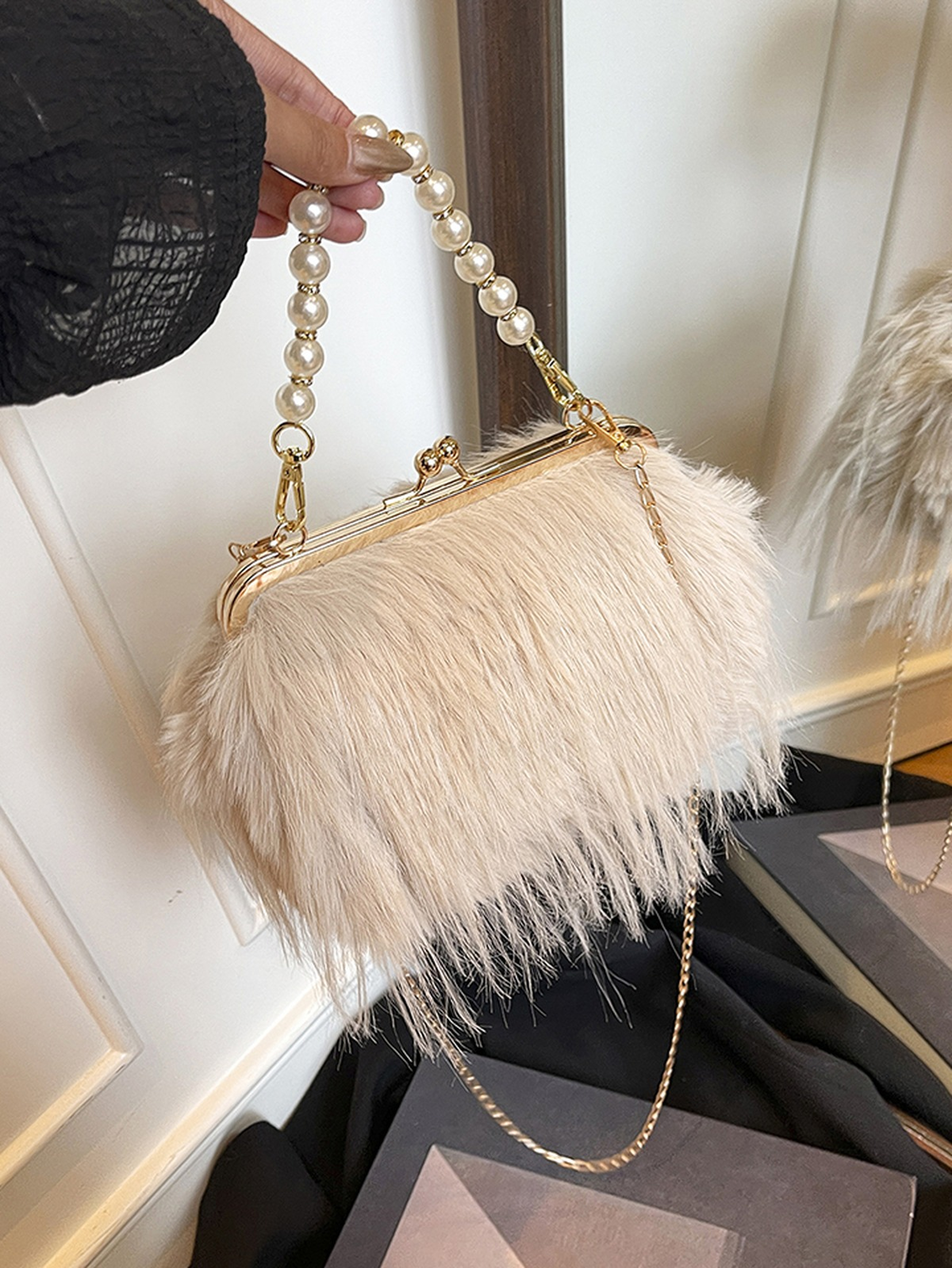 Khaki Crossbody Bag with Hasp Lock Closure