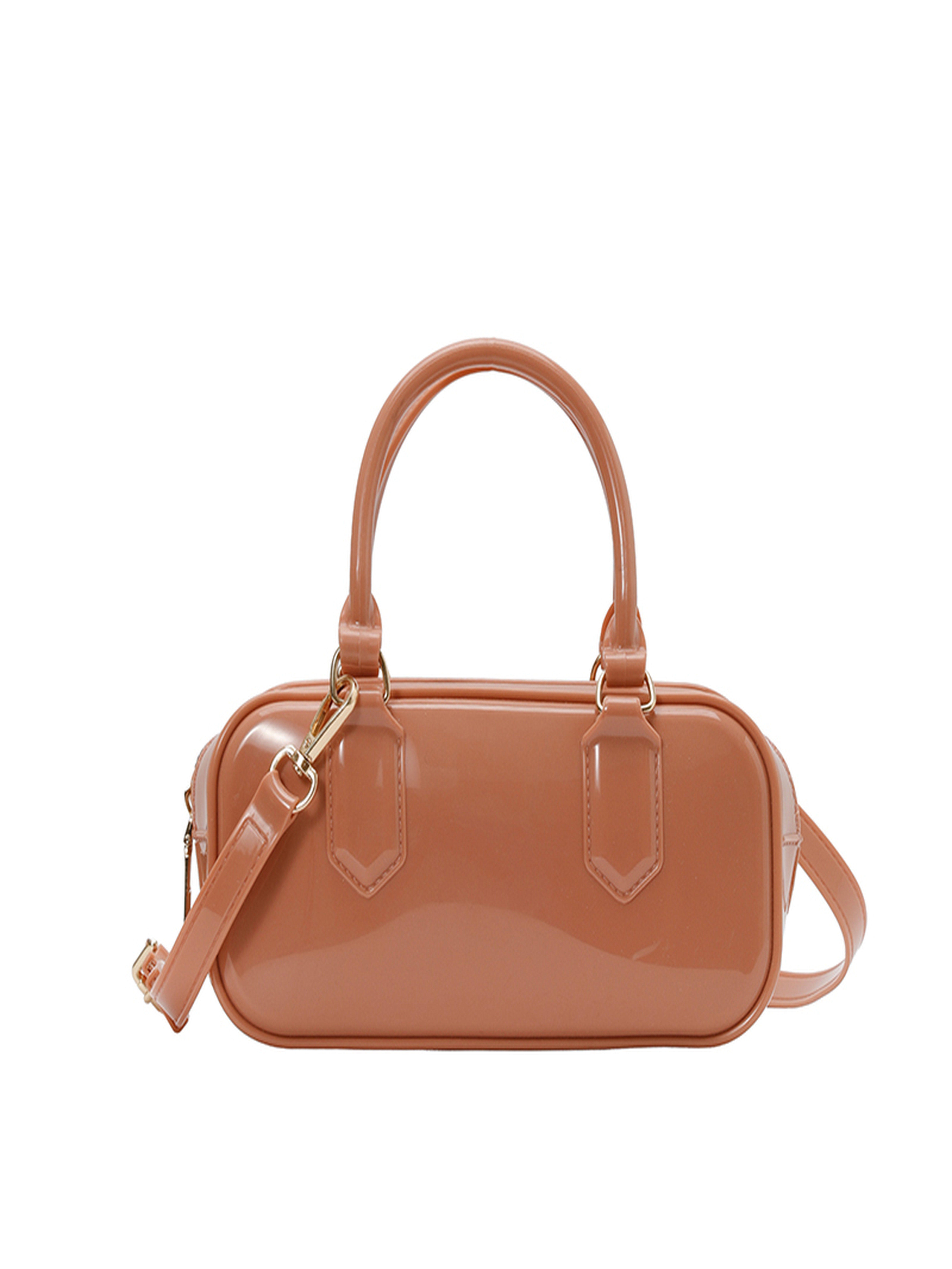 Brown Shoulder Bag with Zip Closure
