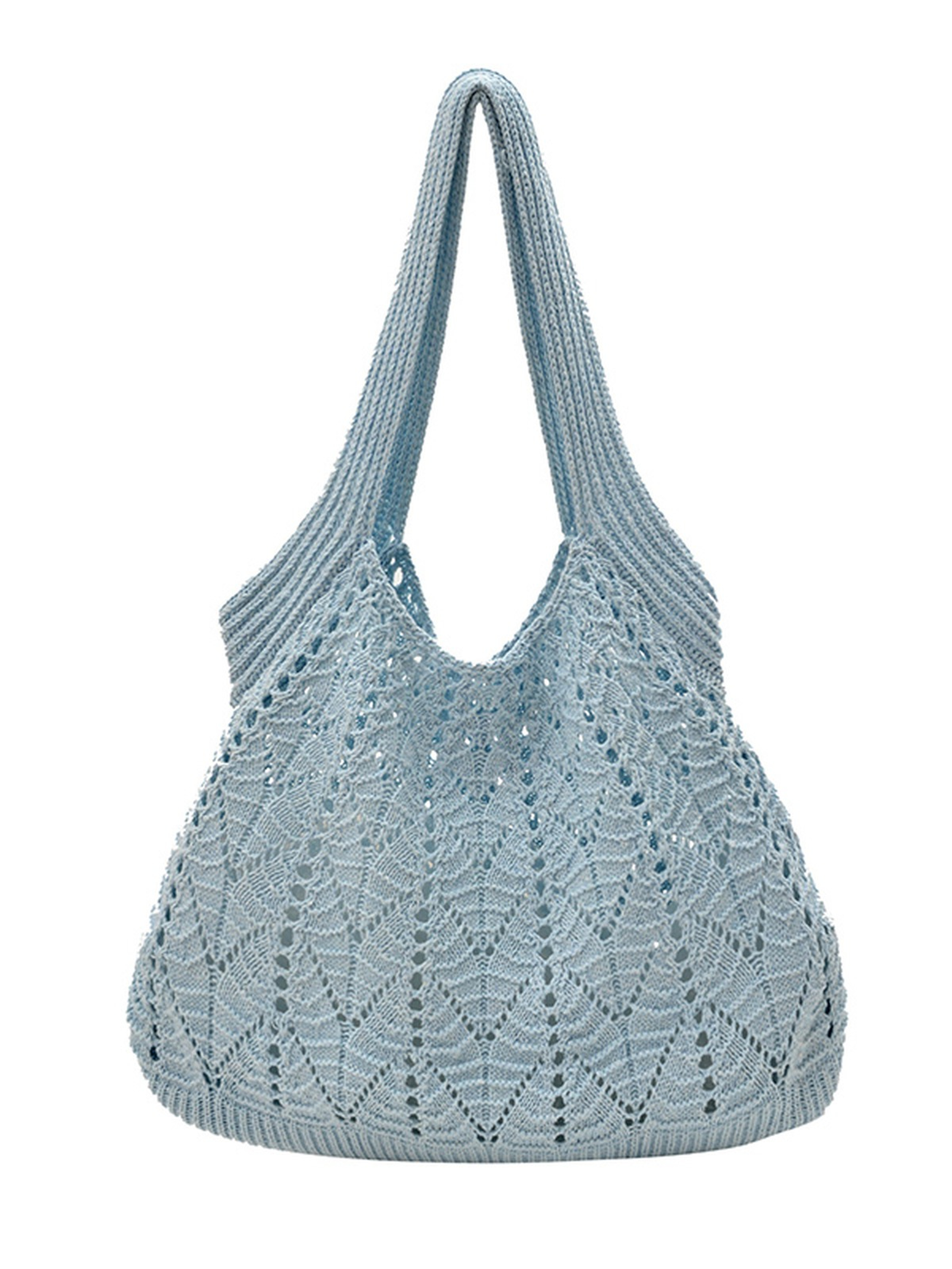 Light Blue Shoulder Bag with Open Closure