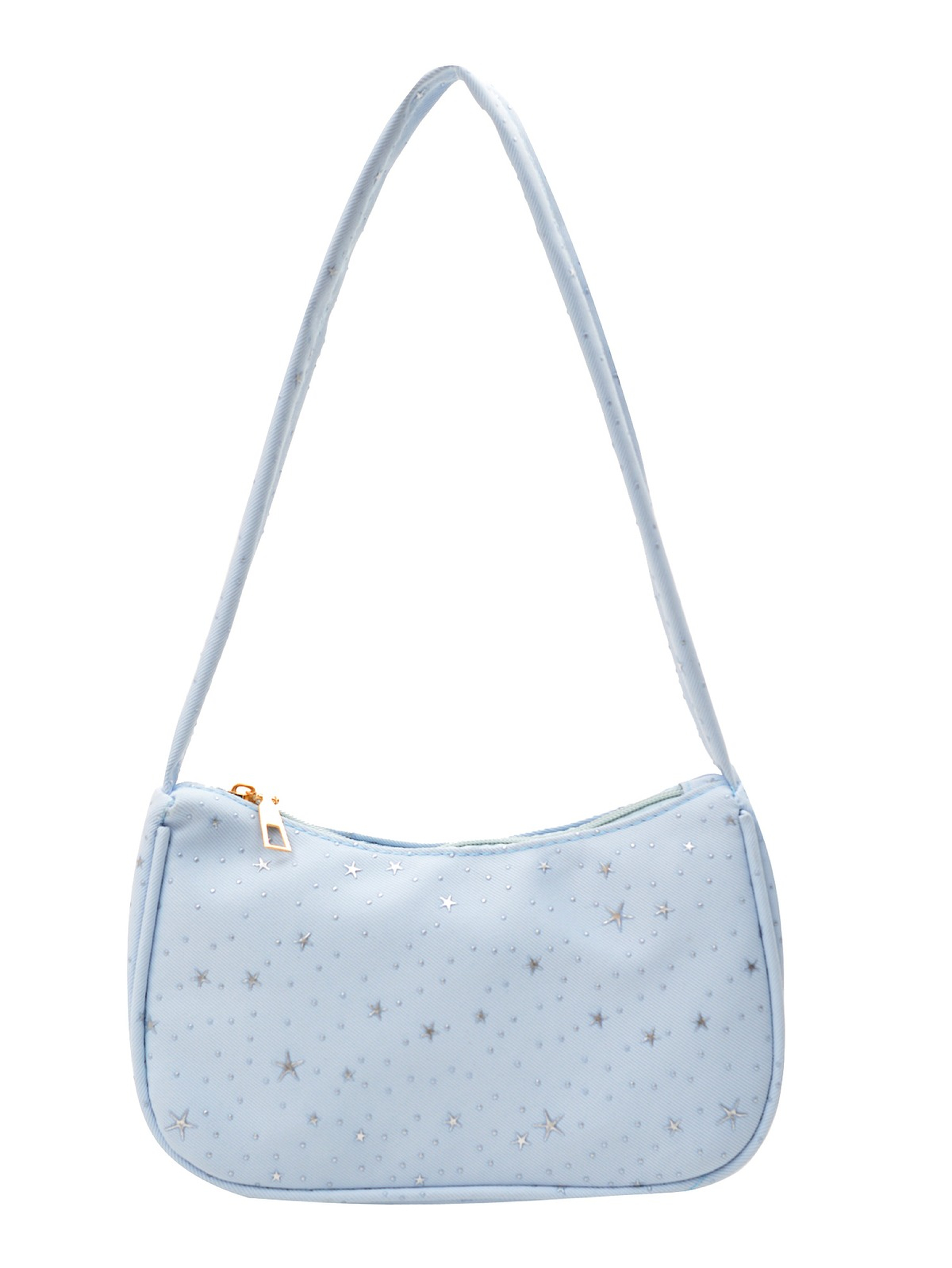 Light Blue Shoulder Bag with Zip Closure