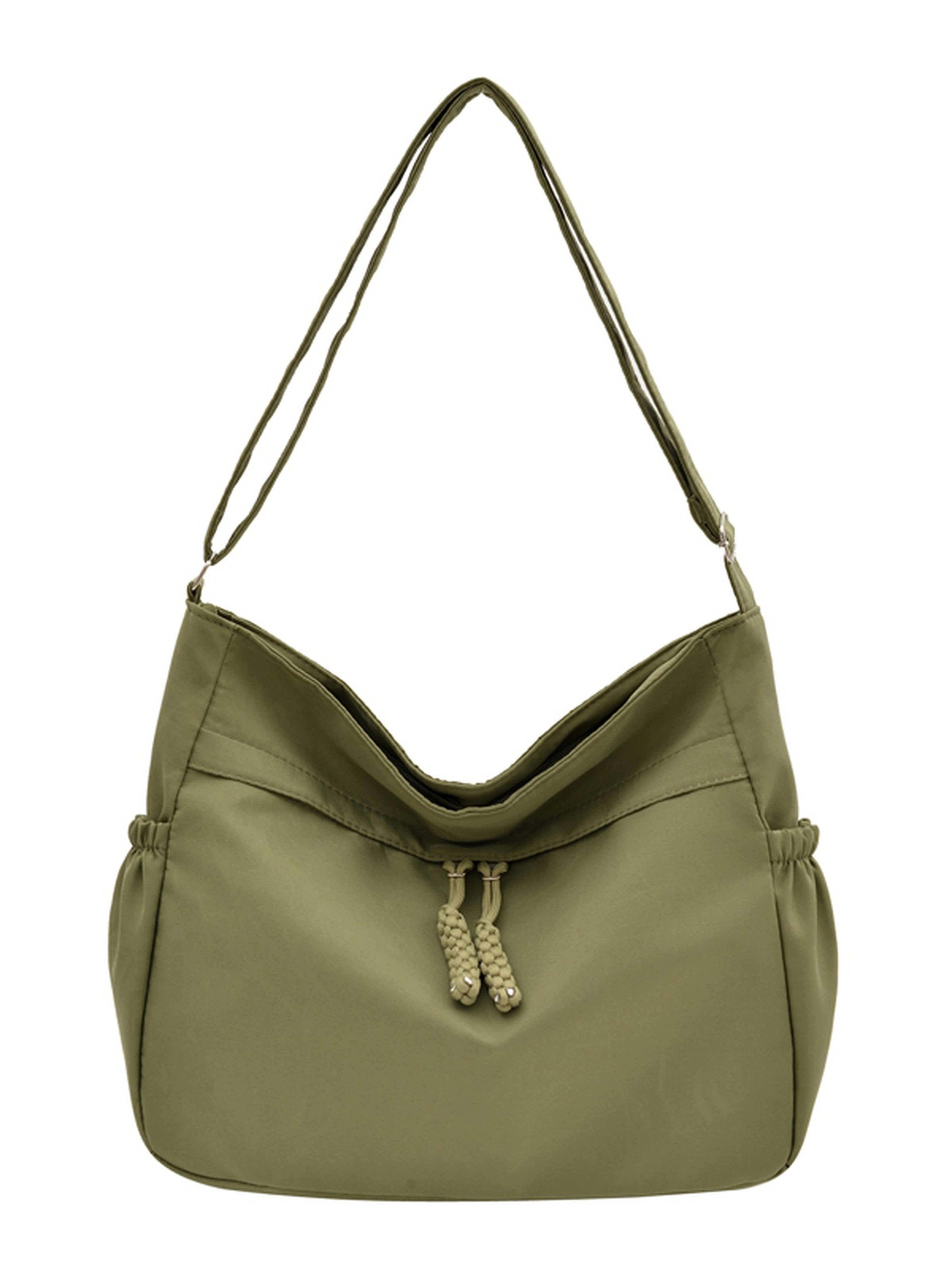 Green Shoulder Bag with Zip Closure