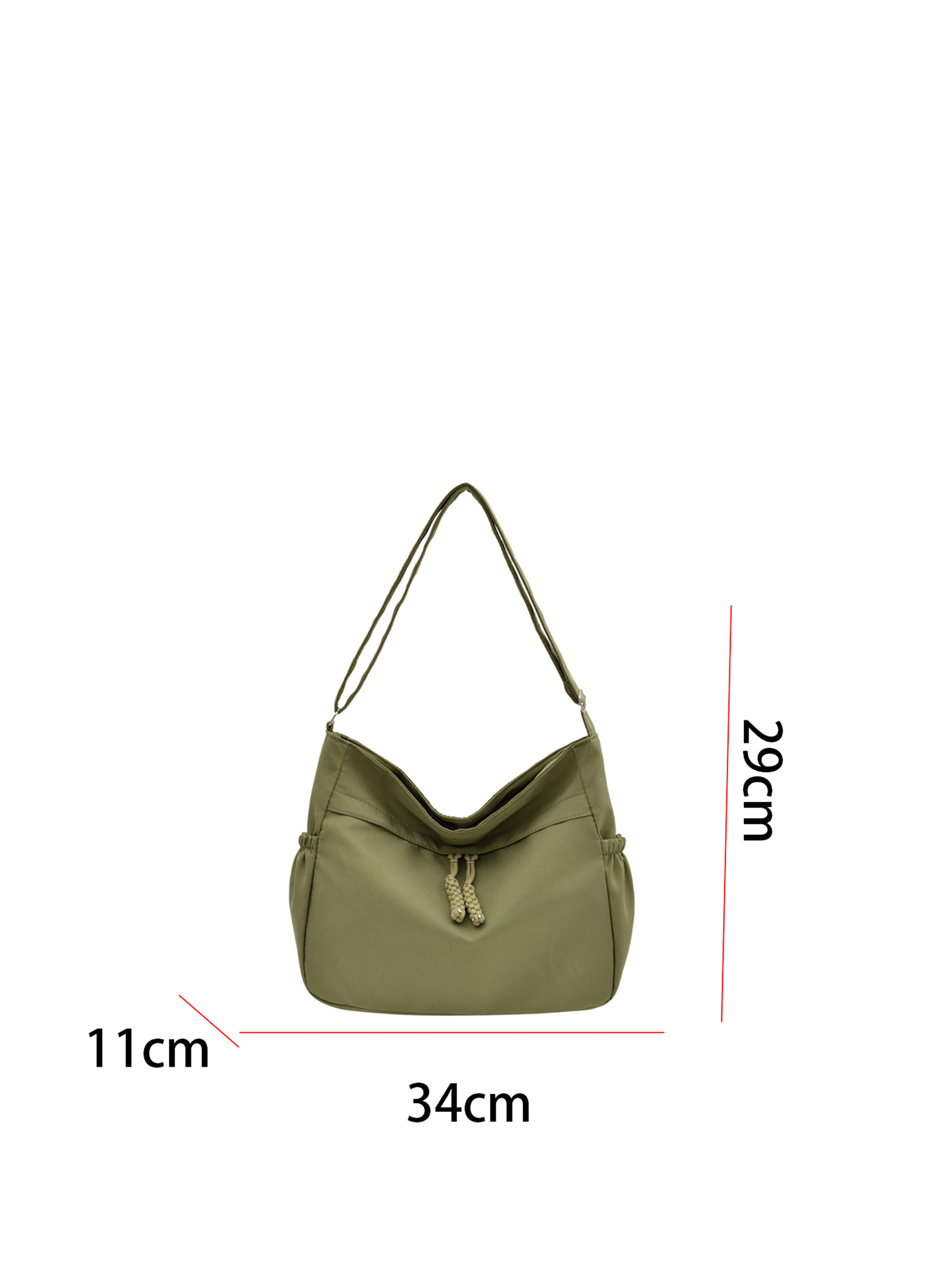 Green Shoulder Bag with Zip Closure
