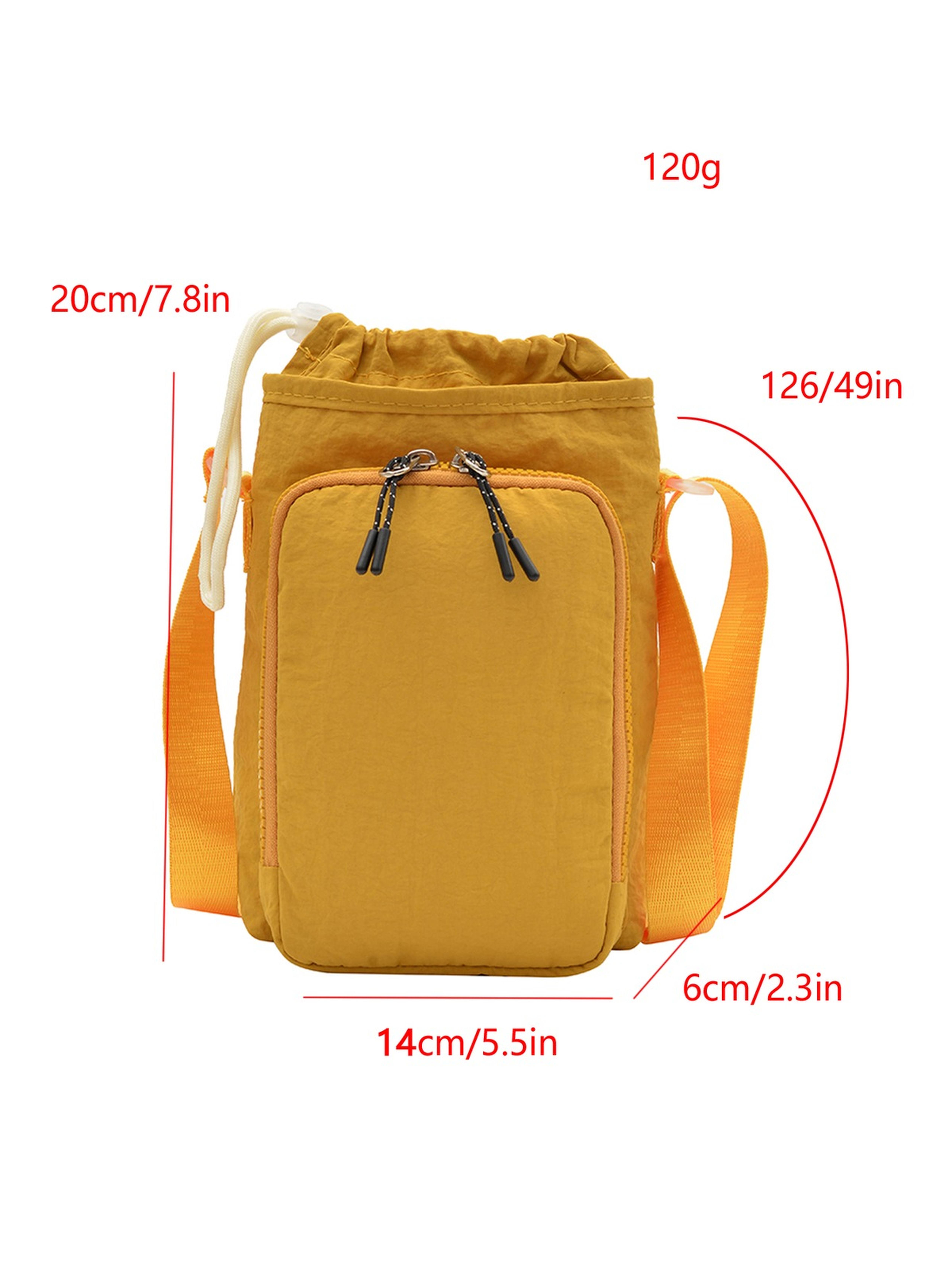 حقيبة كروس بودي برباط وجيب أمامي أصفر خردلي