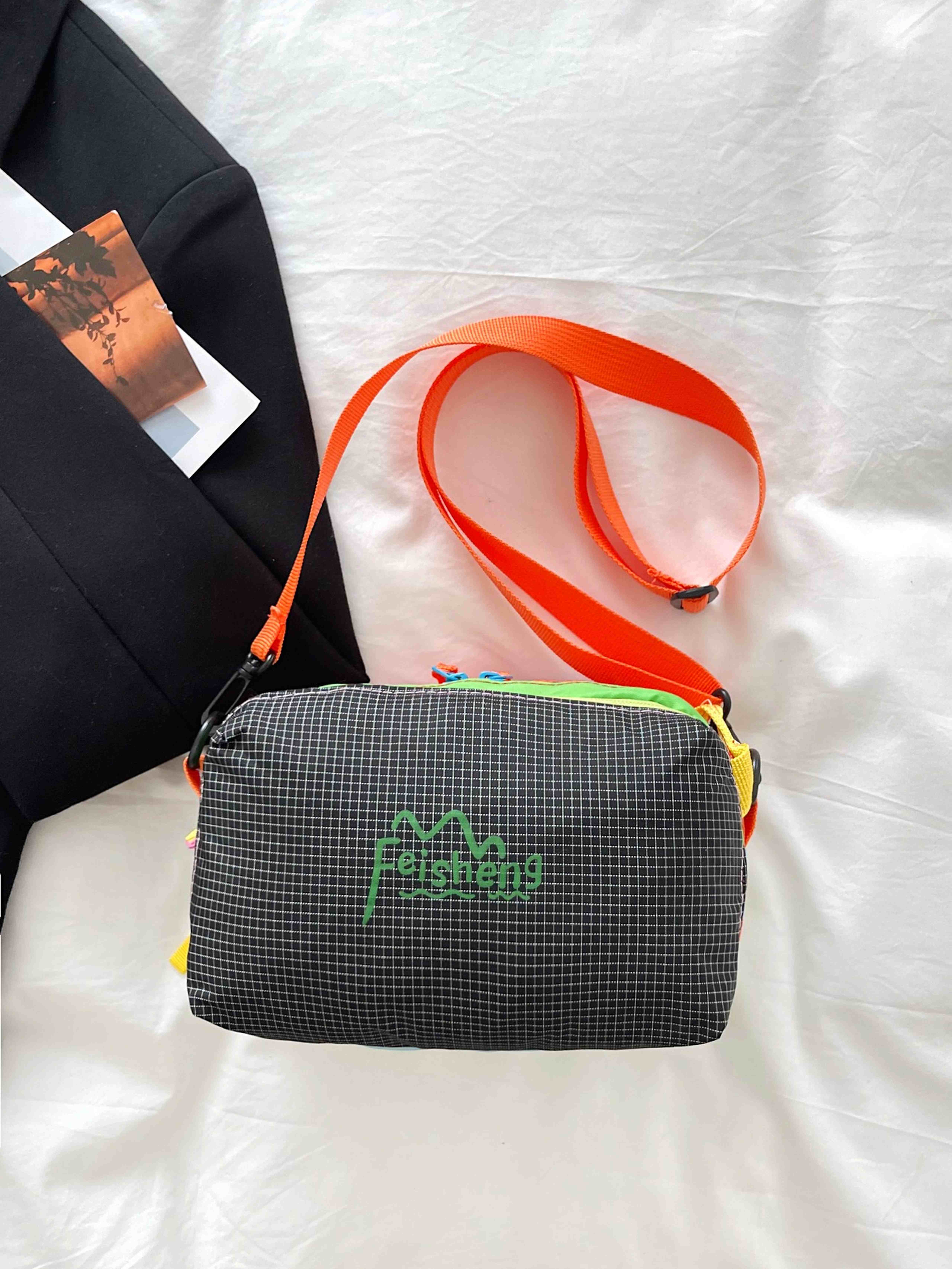 Black Crossbody Bag with Zip Closure