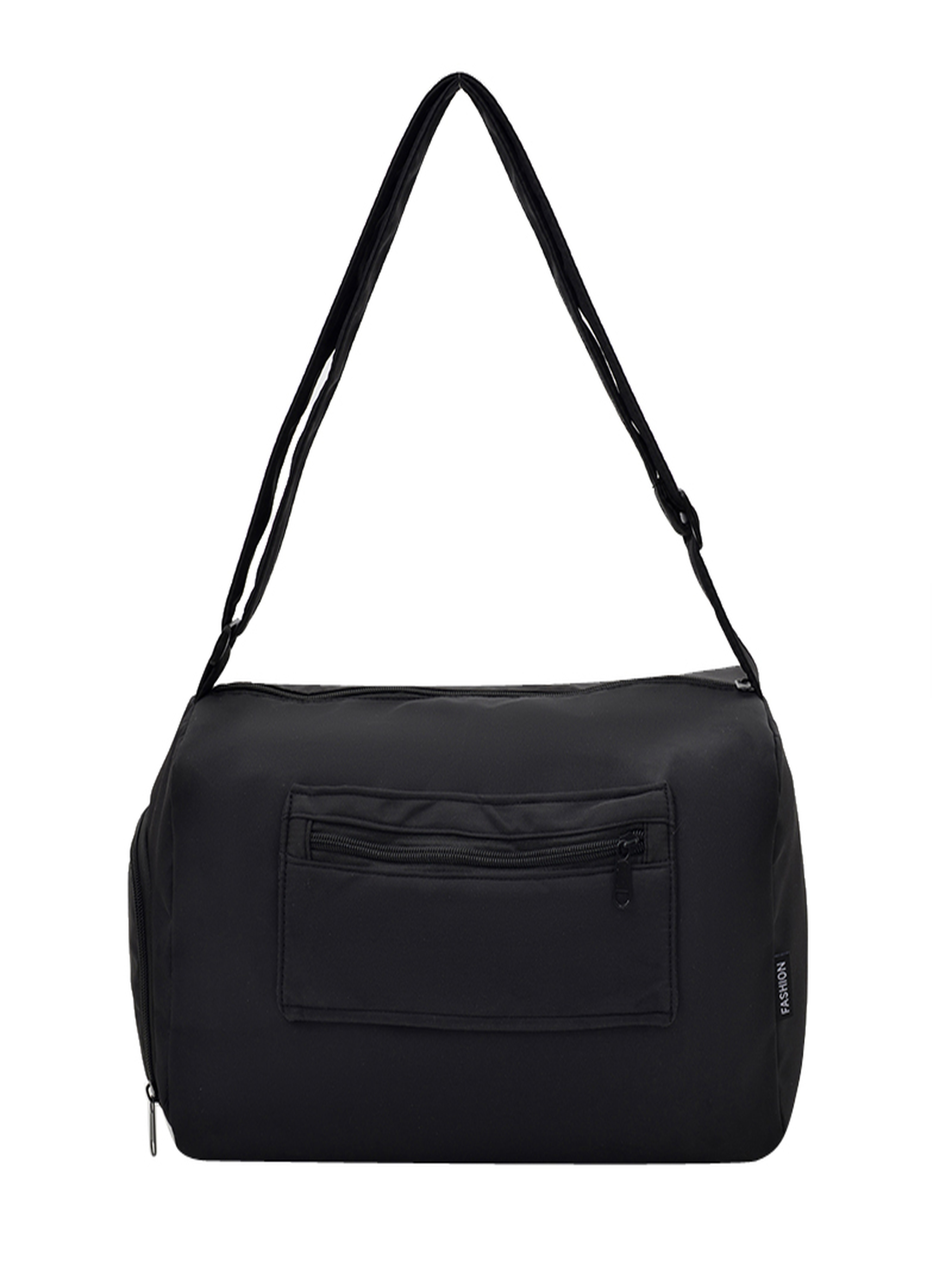 Black Shoulder Bag with Zip Closure