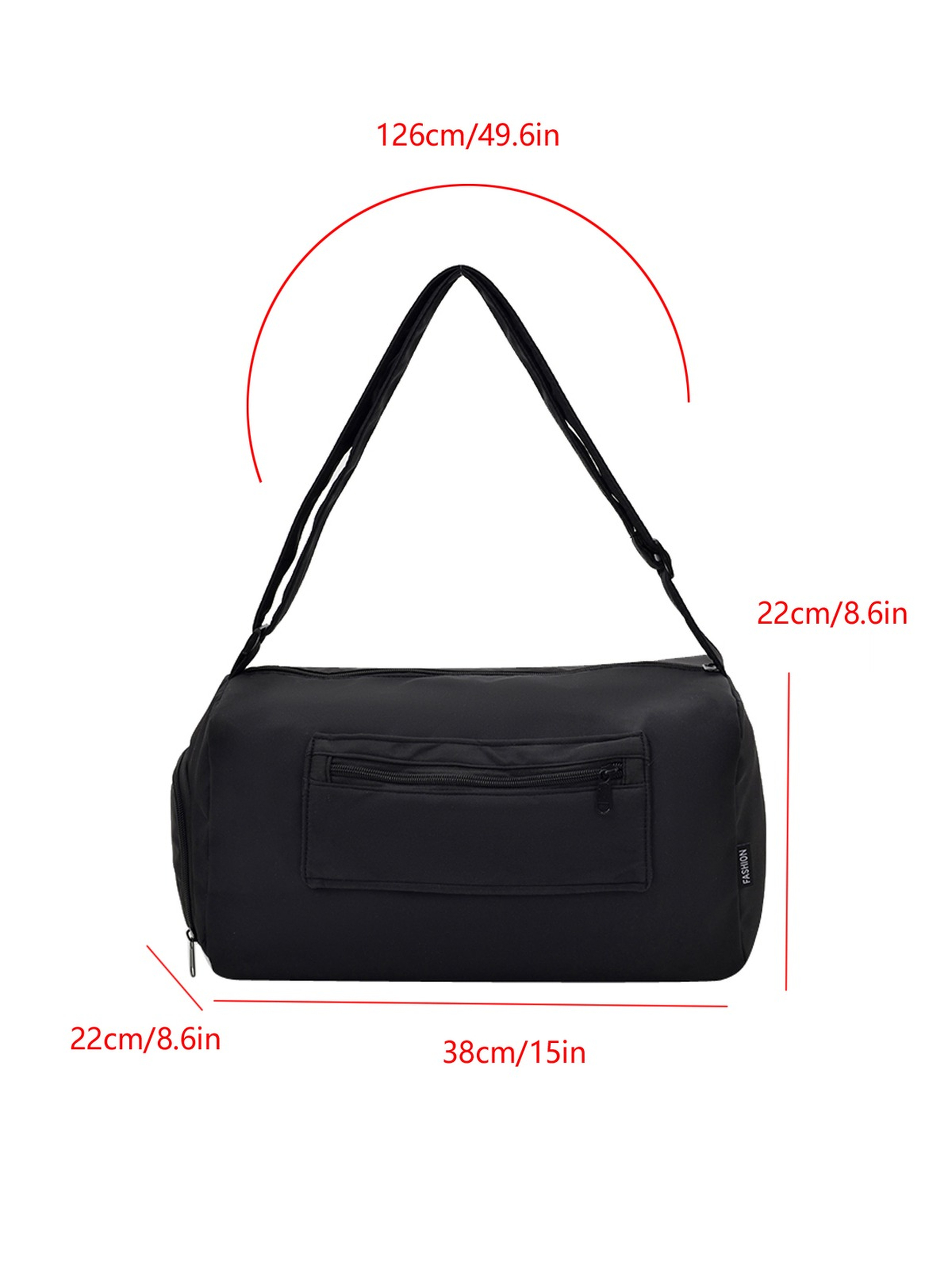 Black Shoulder Bag with Zip Closure