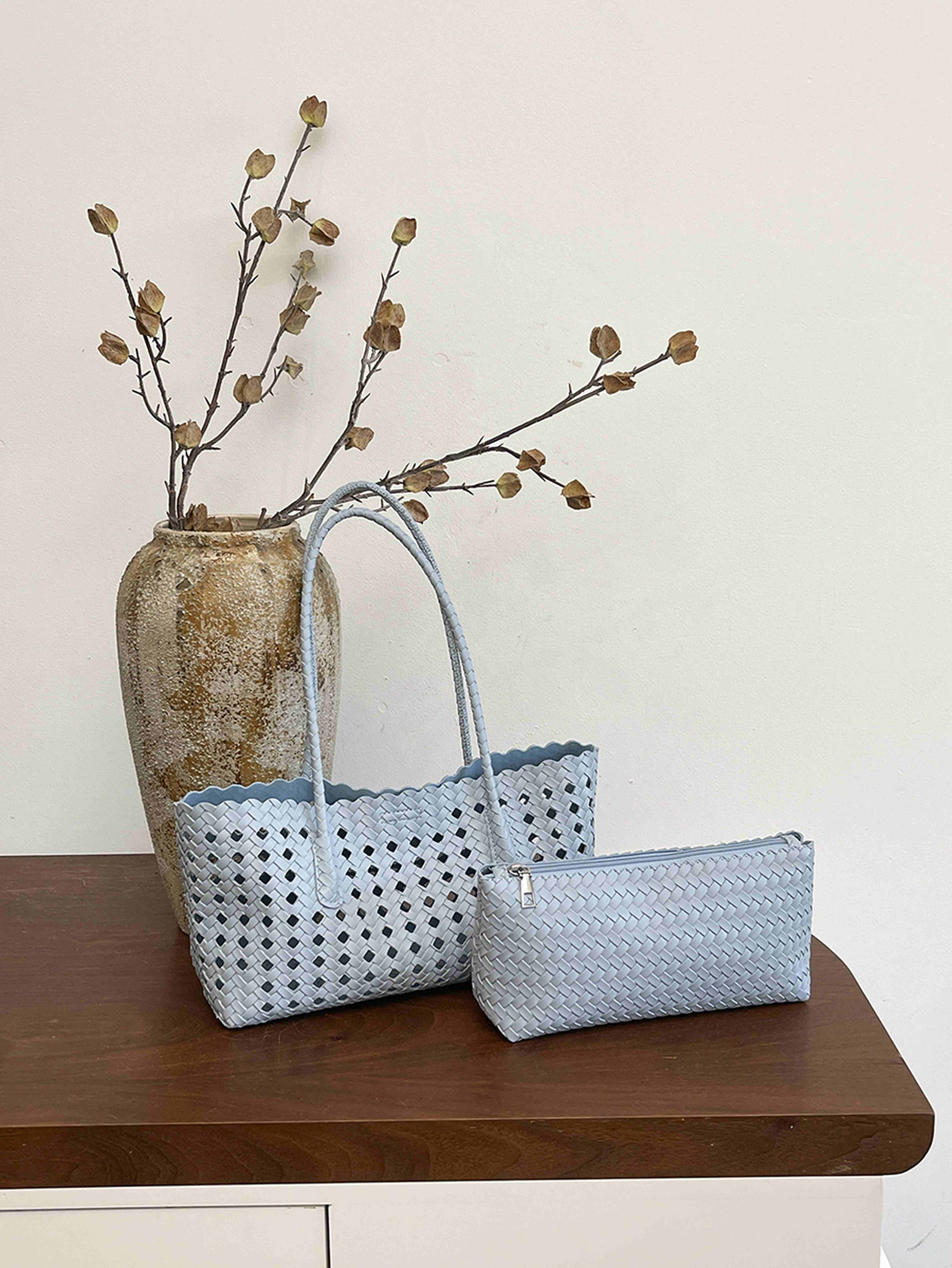 Light Blue Tote with Magnetic Closure
