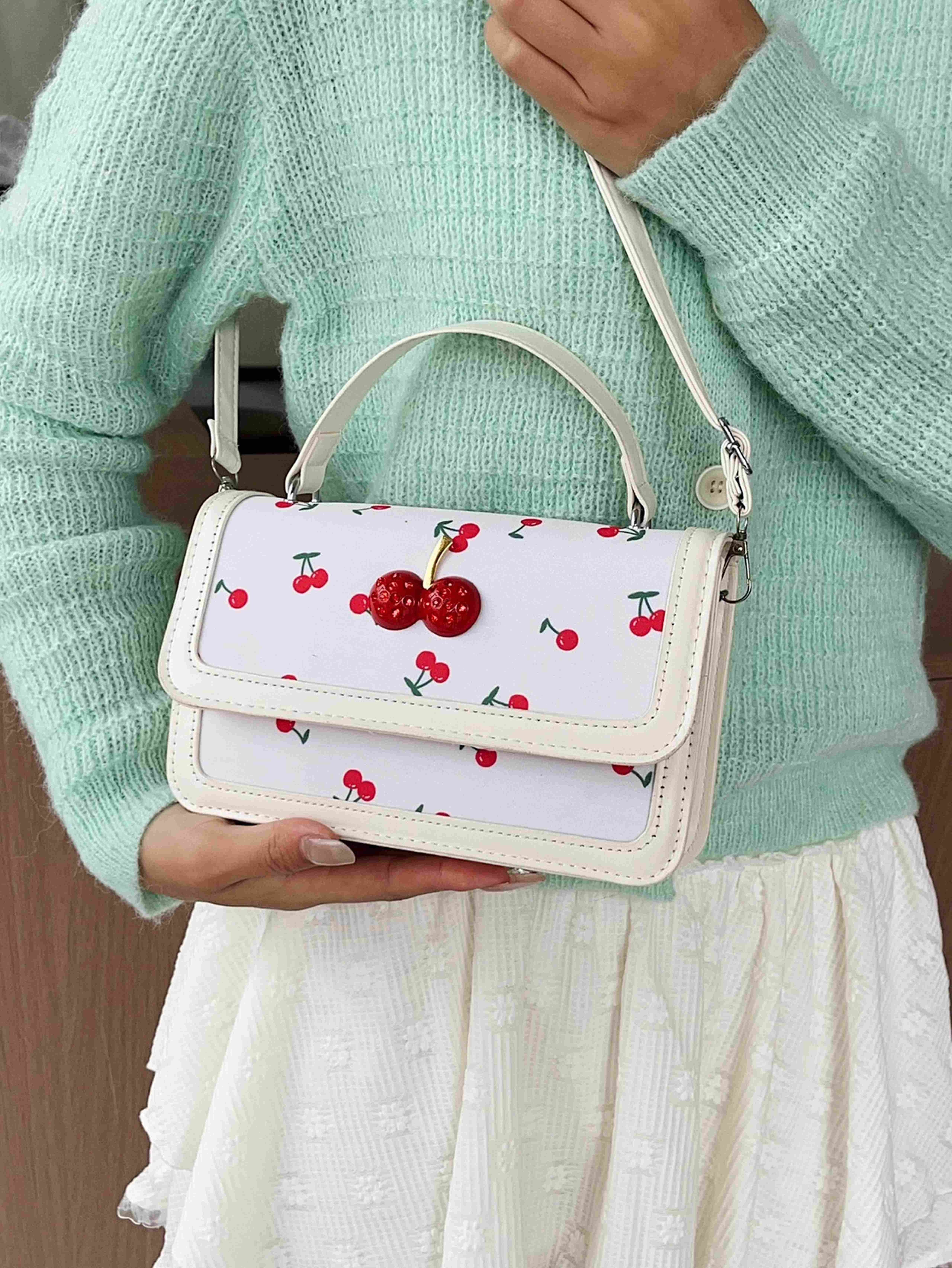 Off White Crossbody Bag with Button Closure