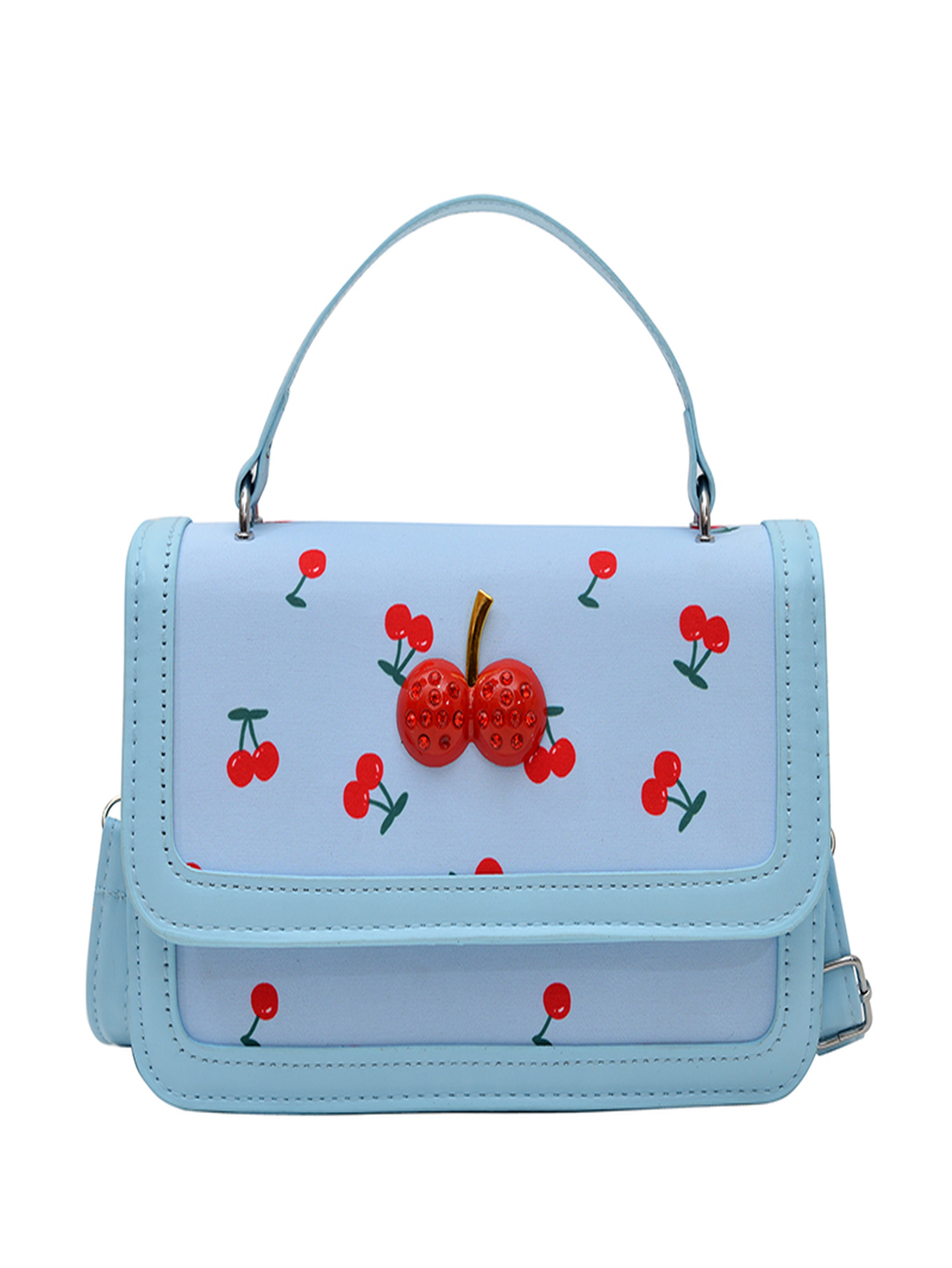 Light Blue Crossbody Bag with Button Closure