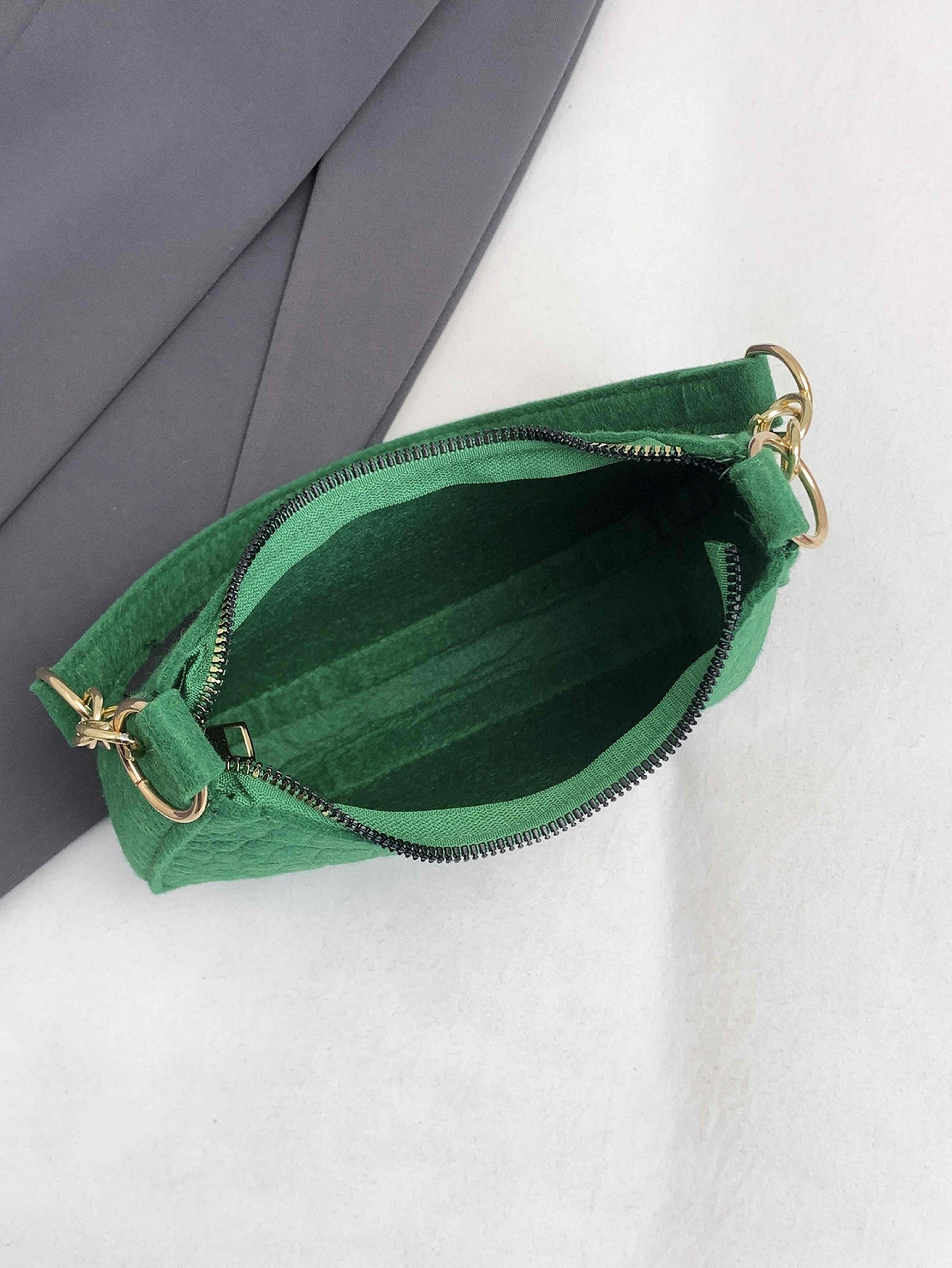 Emerald Green Croc-Embossed Shoulder Bag