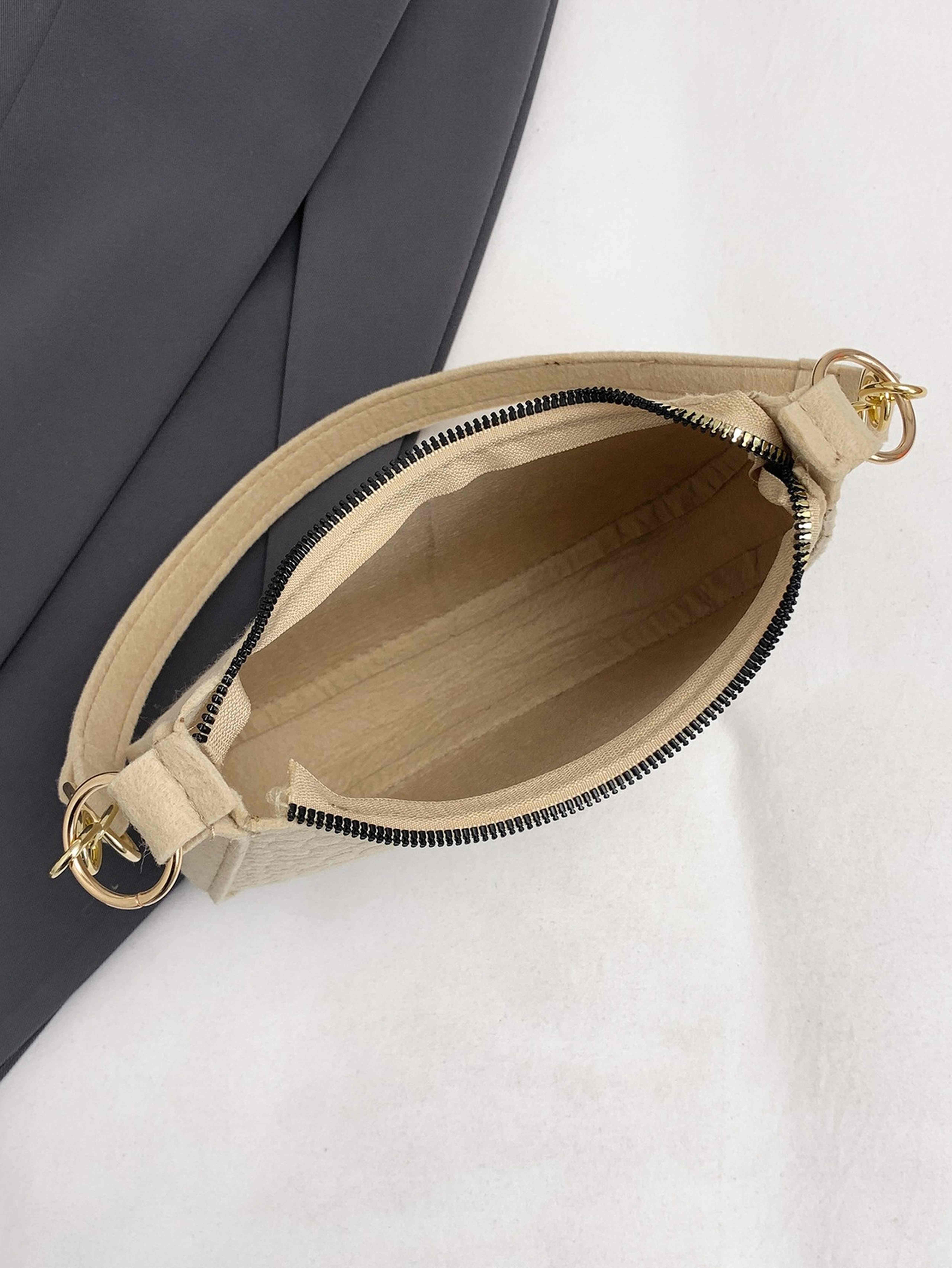 Beige Shoulder Bag with Zip Closure