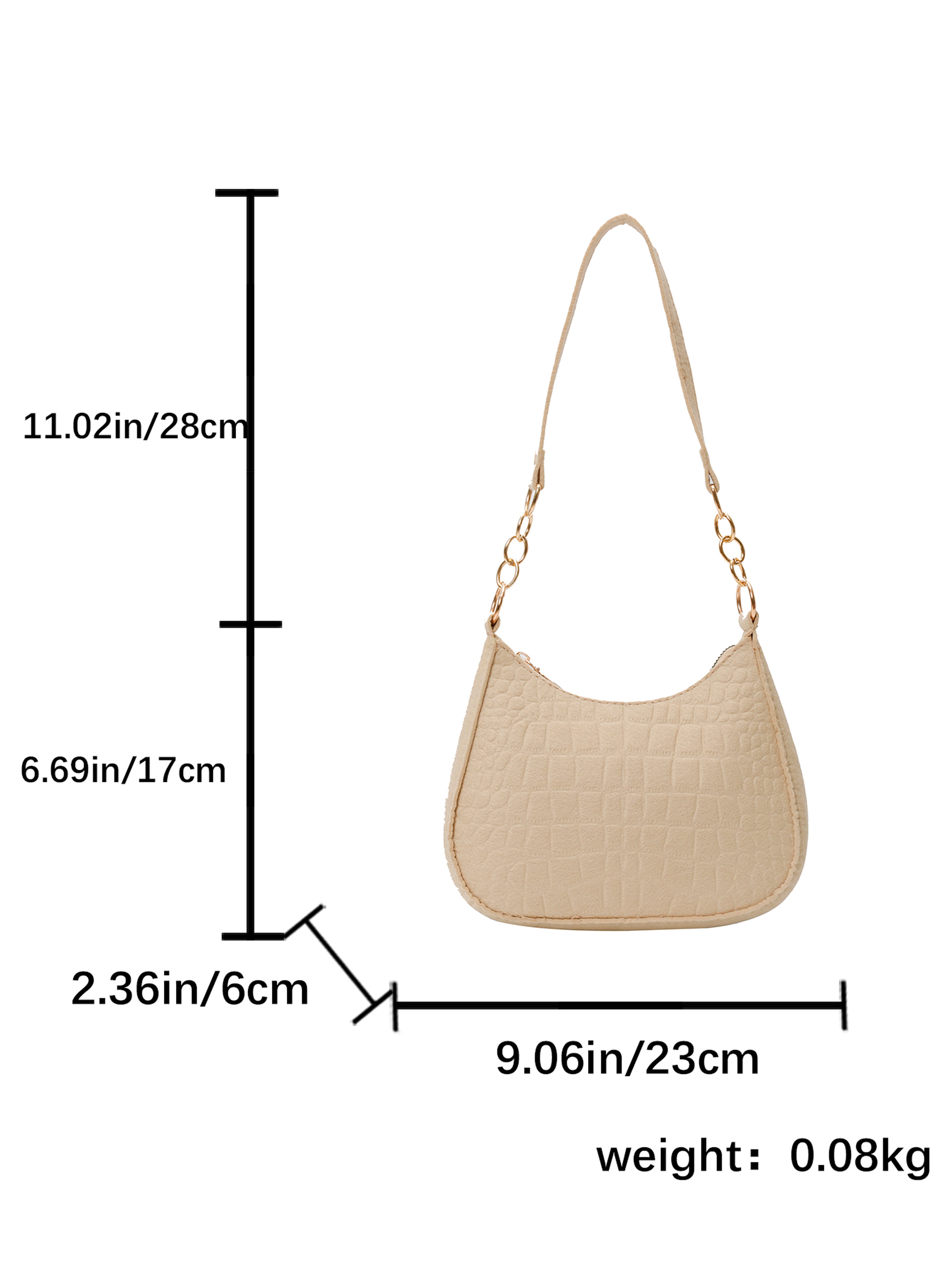 Beige Shoulder Bag with Zip Closure