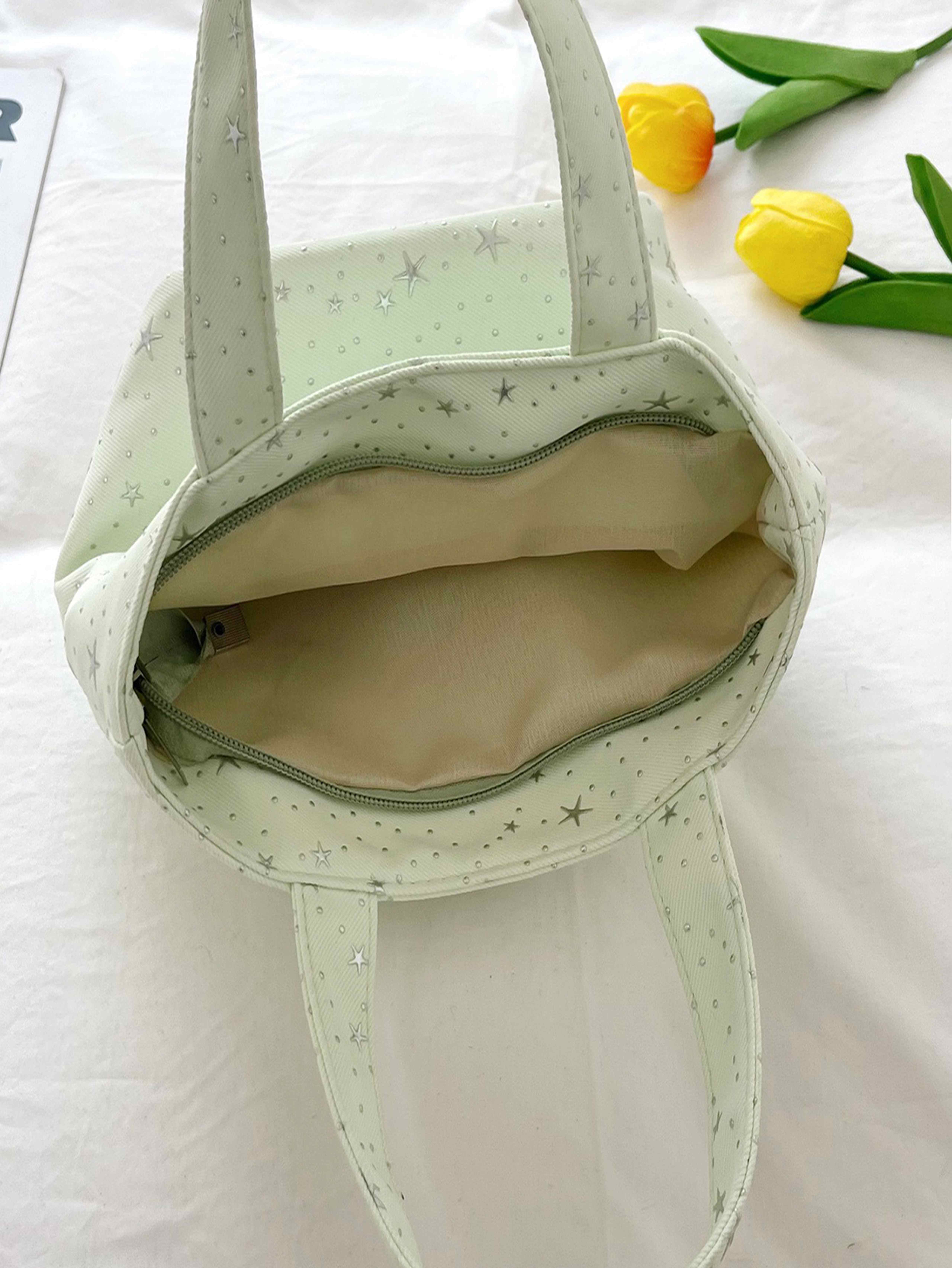 Green Tote with Zip Closure