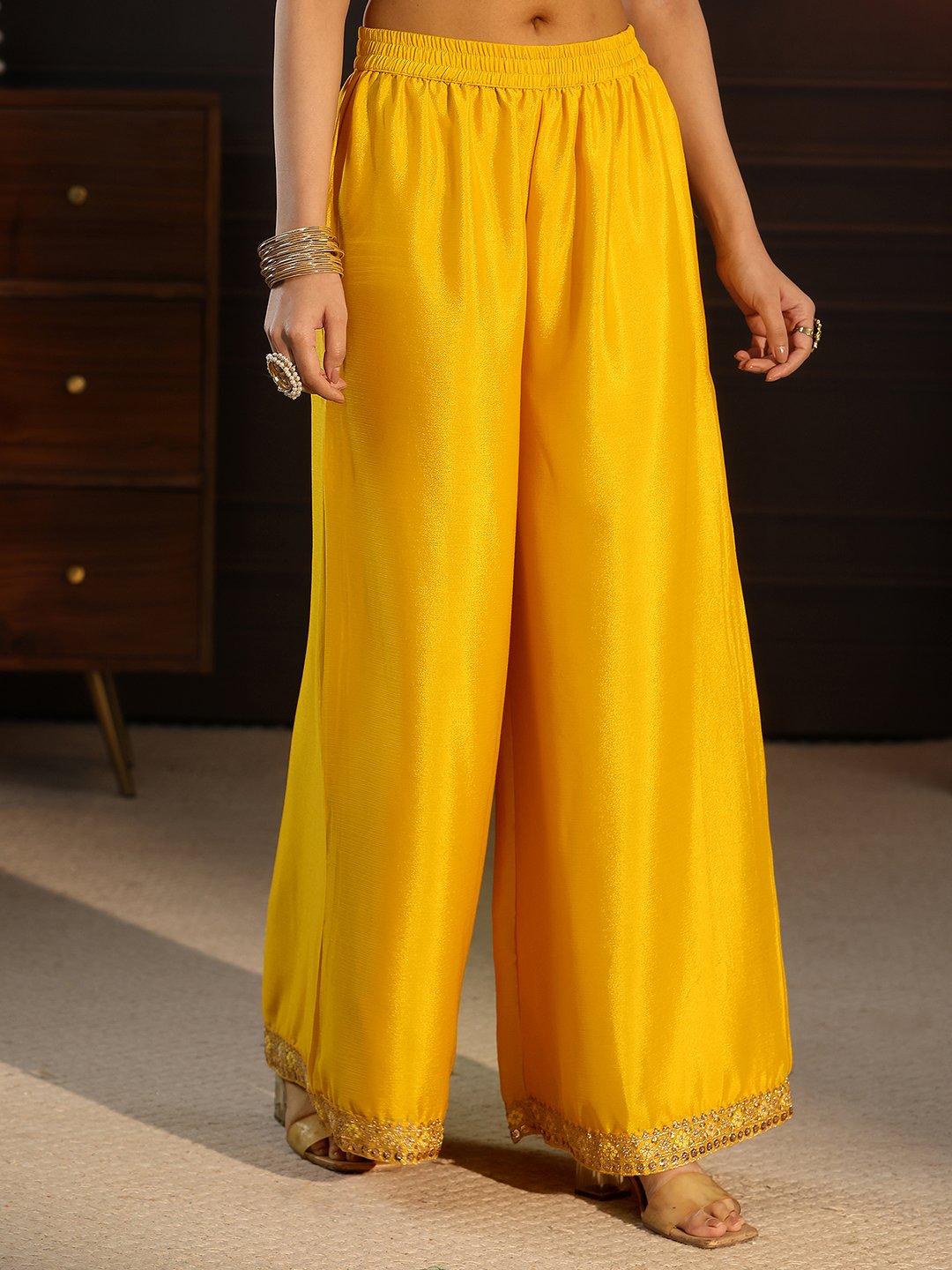 Yellow Embroidered Sharara Set with Dupatta