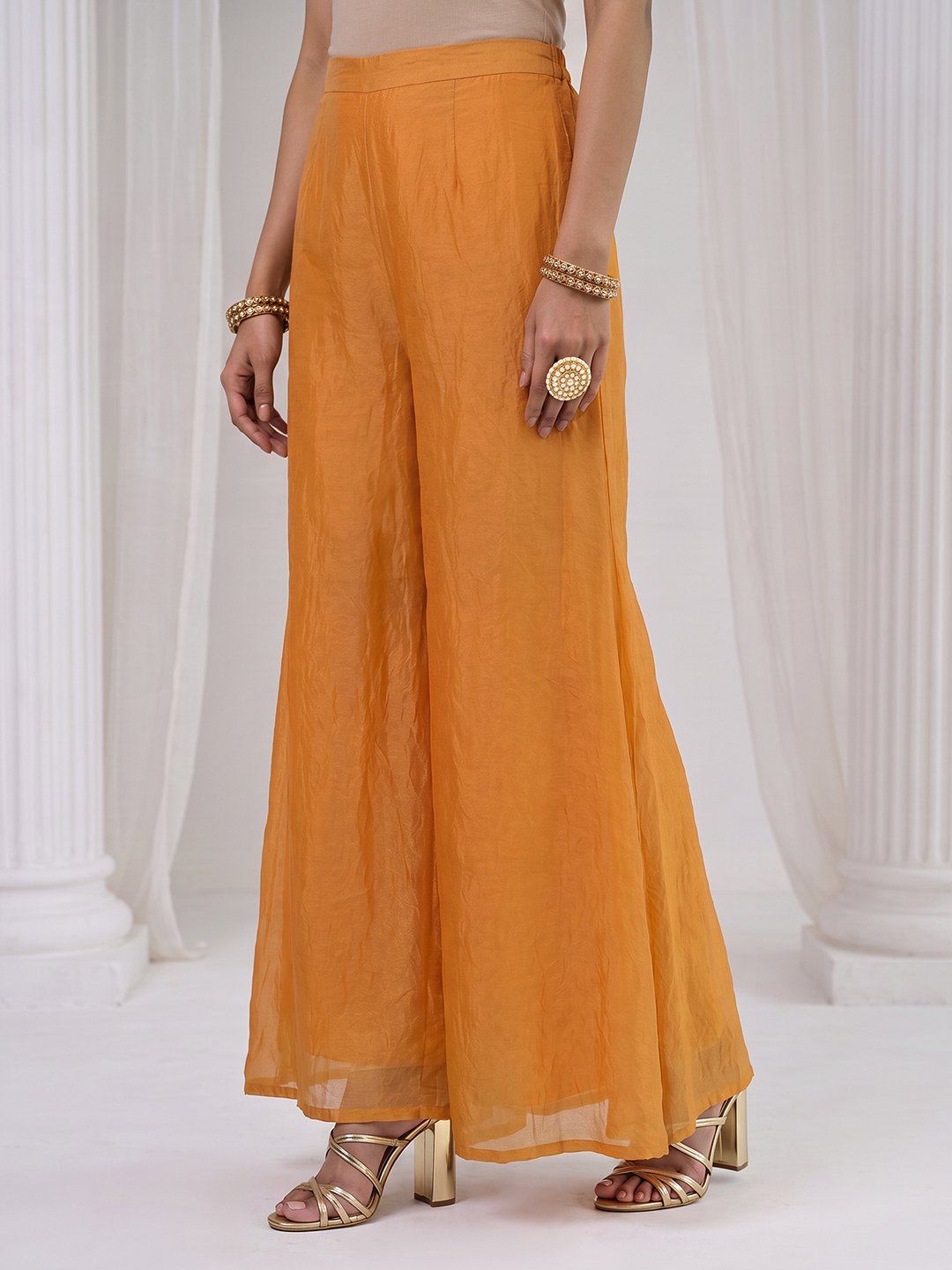 Orange Embroidered Sharara Set with Dupatta