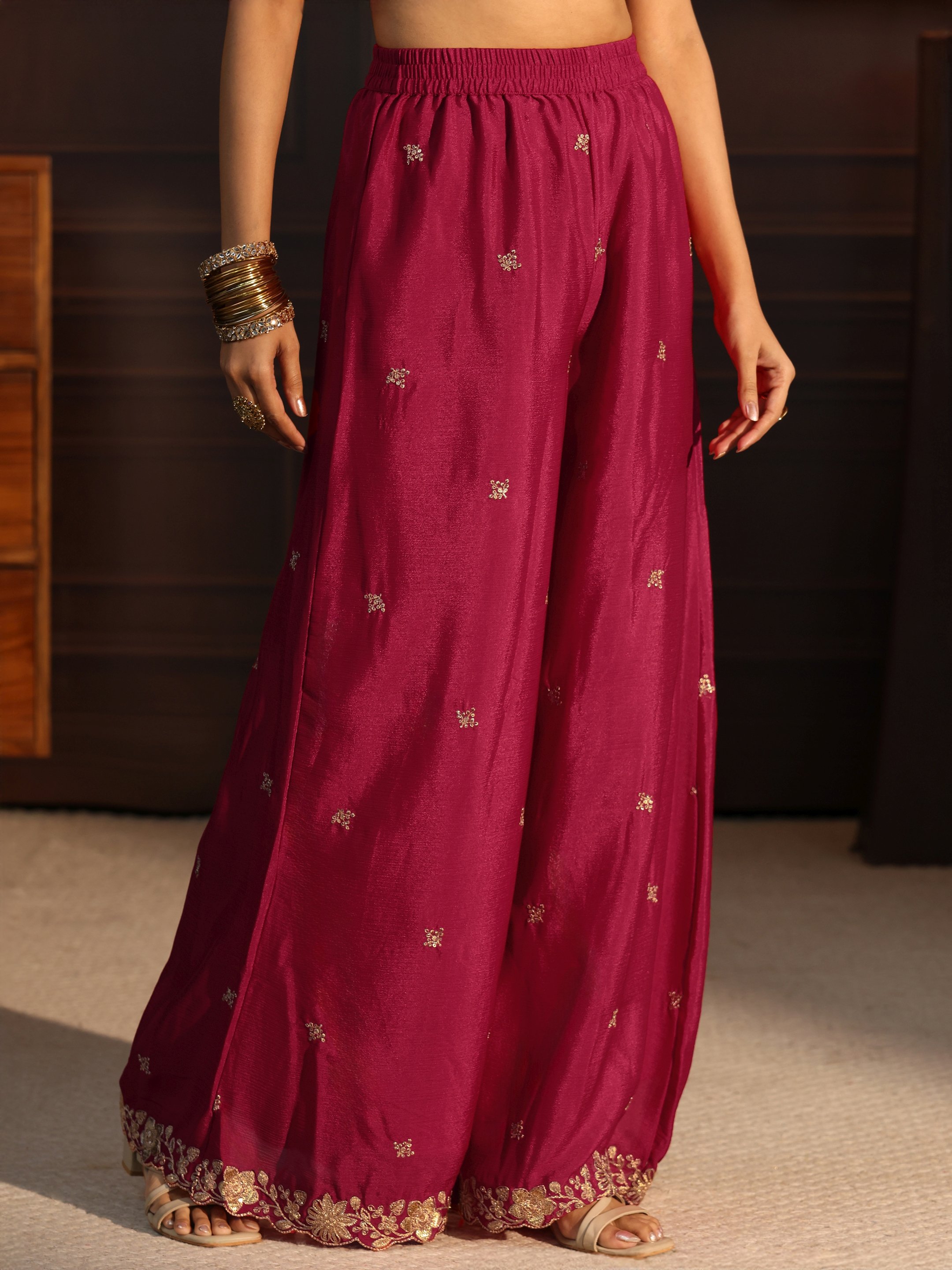 Regal Pink Embroidered Chinon Kurta Set with Dupatta