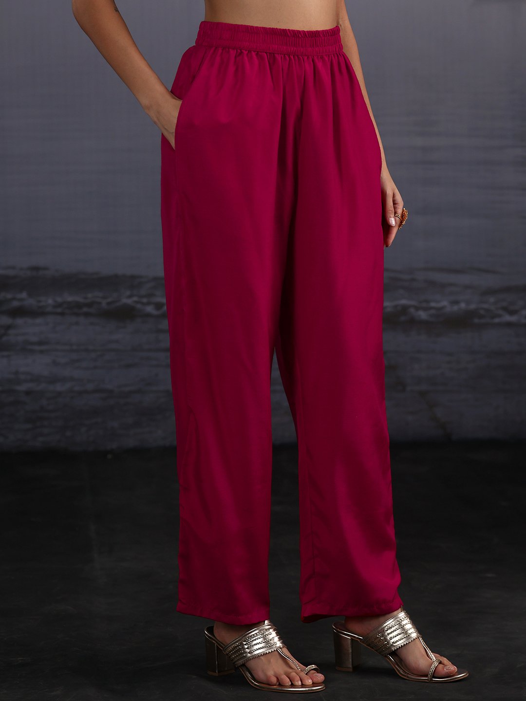 Pink Embroidered Silk Blend Kurta Set with Dupatta