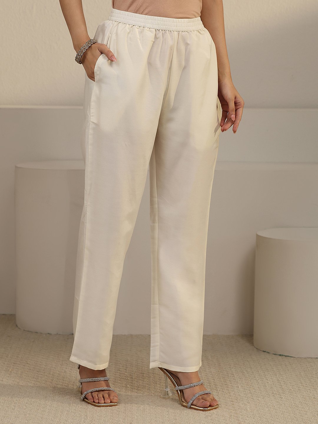 White Embroidered Chiffon Kurta Set with Straight Pants and Dupatta