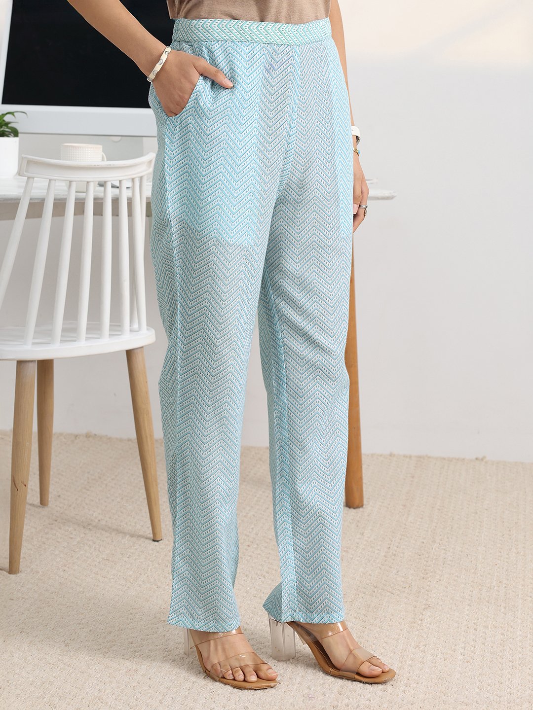 Light Blue Floral Print Kurta Set with Dupatta