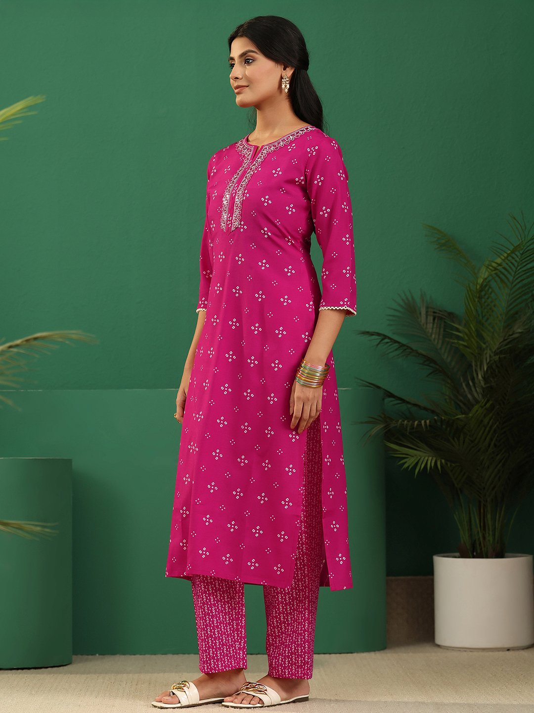 Pink Printed Salwar Suit Set with Dupatta