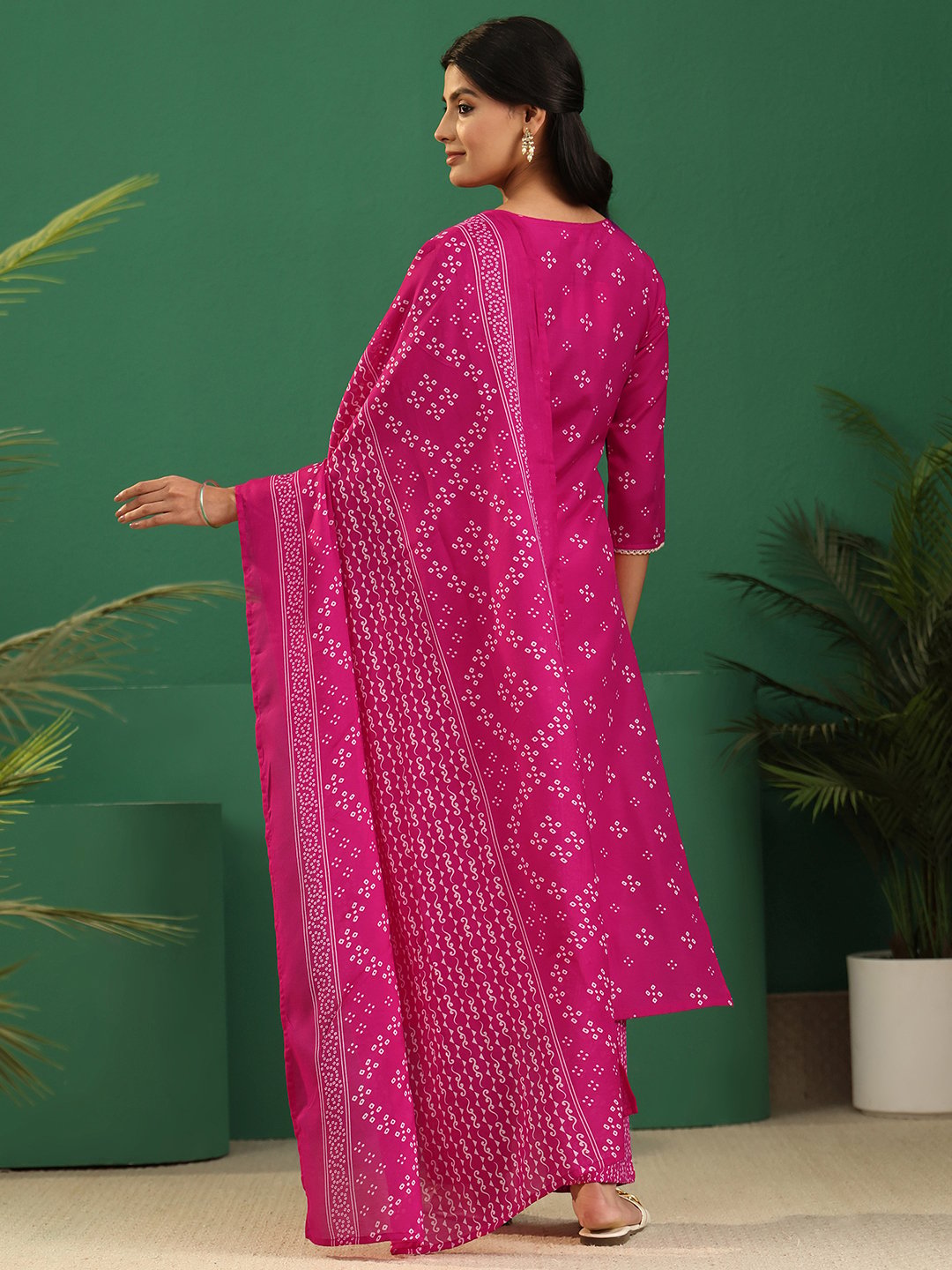 Pink Printed Salwar Suit Set with Dupatta