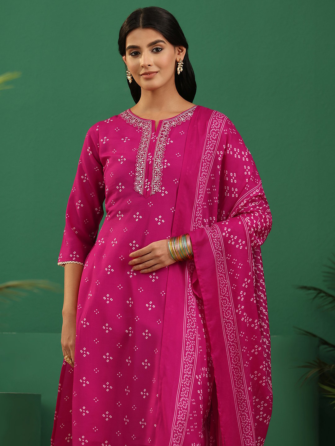 Pink Printed Salwar Suit Set with Dupatta