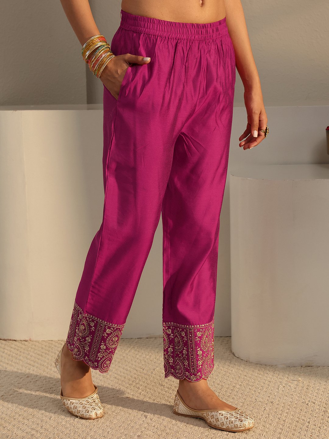 Pink Embroidered Anarkali Kurta Set with Dupatta