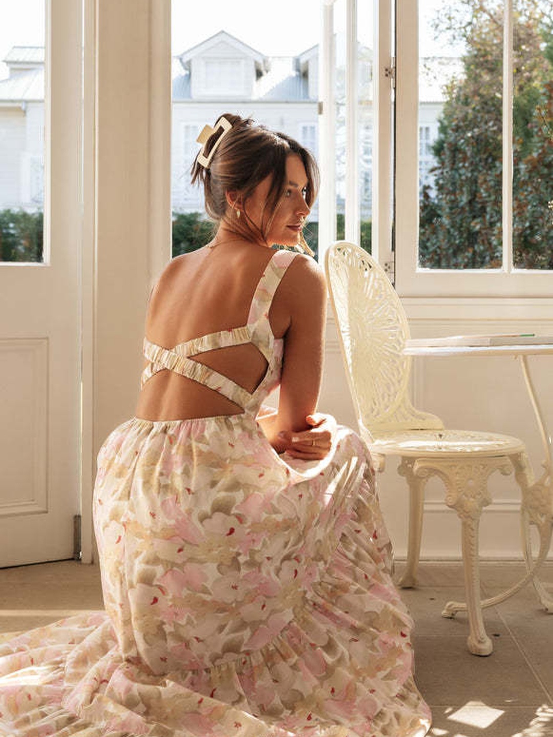 Floral Tiered Maxi Dress with Strappy Neckline