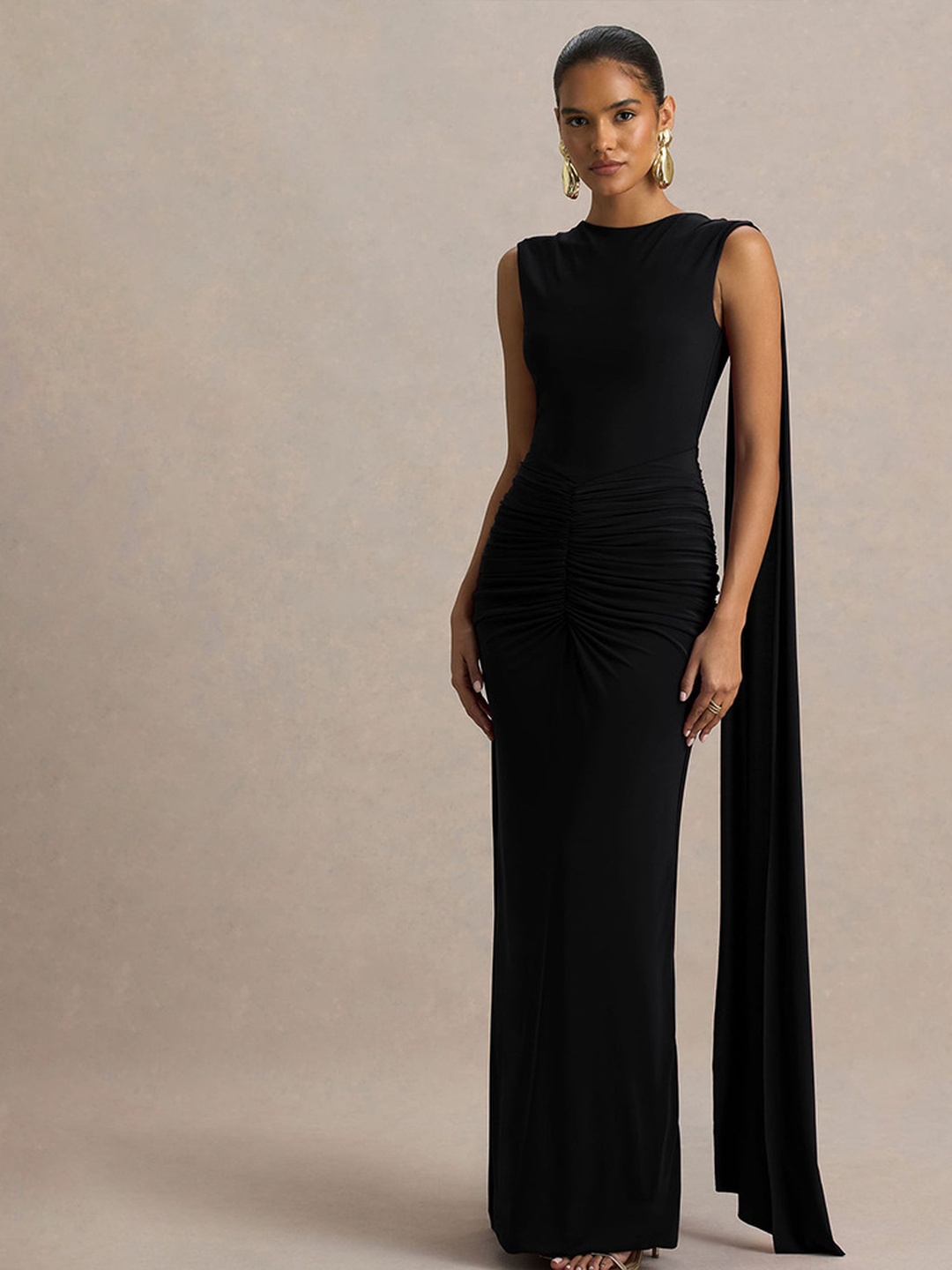 Black Sleeveless Maxi Sheath Dress